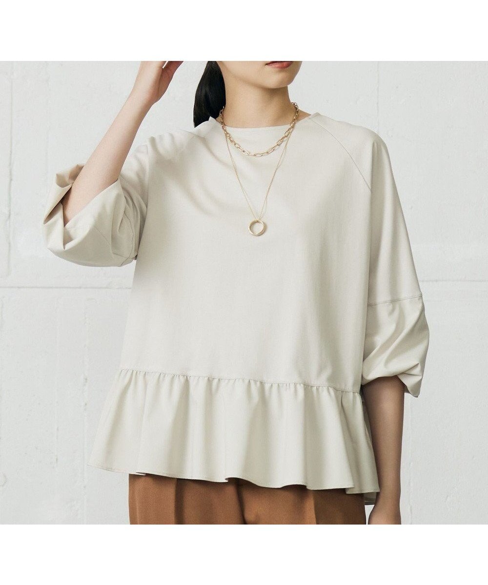 【自由区/JIYU-KU】のクリアコットンポンチペプラム カットソー インテリア・キッズ・メンズ・レディースファッション・服の通販 founy(ファニー) ファッション Fashion レディースファッション Fashion for Women トップス・カットソー Cut & Sew Tops シャツ・ブラウス・オフィスカジュアル Elegant Blouses & Button-Ups ロングTシャツ・Tシャツ Longline T-Shirts & Tees カットソー・ベーシックTシャツ Cut-and-Sewn Tops / Stretch Tees & Basics カットソー Cut and Sewn Top ストレッチ Stretch, Stretchy Fabric タフタ Taffeta, Structured Fabric ツイスト Tweed, Tweed Fabric ドレープ Drape, Draping Fabric ペプラム Peplum, Flared Hem A/W・秋冬 Autumn/Winter ベージュ|ID: prp329100004633805 ipo3291000000033572363