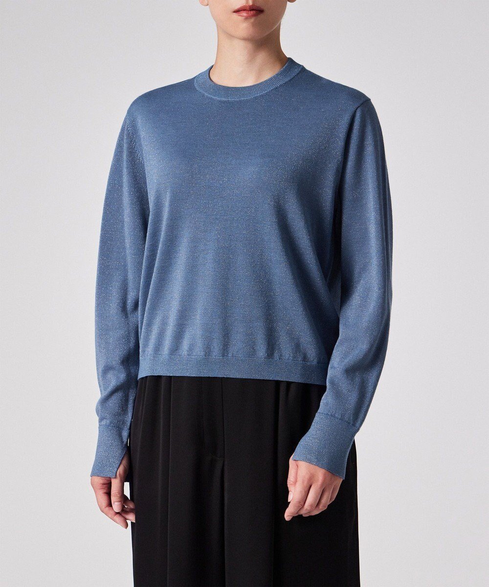 【ポール スミス/Paul Smith】の【洗える】ソフト クロップド ラメ ニット インテリア・キッズ・メンズ・レディースファッション・服の通販 founy(ファニー) 　ファッション　Fashion　レディースファッション　Fashion for Women　トップス・カットソー　Cut & Sew Tops　ニット　Knit Tops & Sweaters　クロップド　Cropped, Short Length　スリット　Slit, Slit Detail　セーター　Sweater, Knitwear　フェミニン　Feminine, Girly　リラックス　Relax, Relaxed Fit　夏　Summer　S/S・春夏　SS, Spring/Summer, Warm Season　洗える　Machine Washable　A/W・秋冬　Autumn/Winter　グレイッシュブルー|ID: prp329100004634294 ipo3291000000033365810