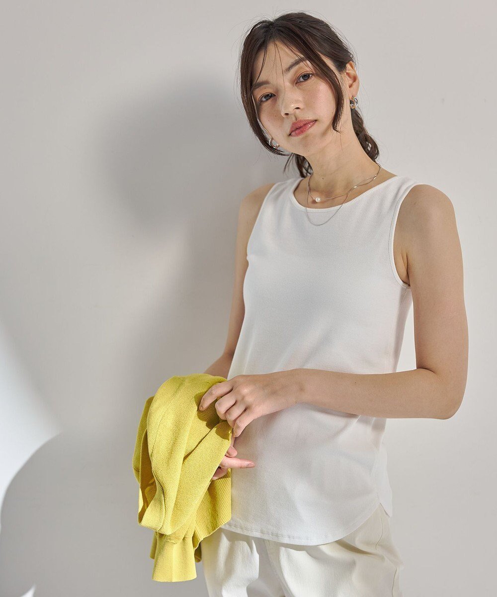 【エニー/ANY】の【前後2WAY/洗濯機可/抗菌防臭/UVカット】テレコタンクトップ インテリア・キッズ・メンズ・レディースファッション・服の通販 founy(ファニー) 　ファッション　Fashion　レディースファッション　Fashion for Women　トップス・カットソー　Cut & Sew Tops　インナー　Innerwear　洗える　Machine Washable　カーディガン　Cardigan, Knitwear　抗菌　Antibacterial, Bacteria-Resistant　スマホ　Smartphone, Mobile Device　タンク　Tank Top, Sleeveless Top　テレコ　Ribbed, Rib Stitch　トレンド　Trend, Trending Now　A/W・秋冬　Autumn/Winter　S/S・春夏　SS, Spring/Summer, Warm Season　再入荷　Restock / Back in Stock　おすすめ　Recommended / Our Picks　夏　Summer　アイボリー|ID: prp329100004634337 ipo3291000000033650120