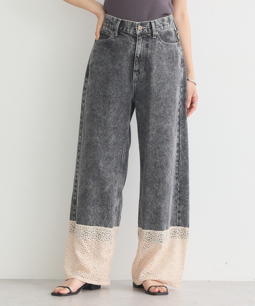 【アースミュージックアンドエコロジー/earth music&ecology】の裾レースデニムパンツ 人気、トレンドファッション・服の通販 founy(ファニー) 　ファッション　Fashion　レディースファッション　Fashion for Women　パンツ　Pants & Trousers　デニムパンツ・ジーンズ・美脚デニム　Denim Jeans & Pants　おすすめ　Recommended / Our Picks　シンプル　Simple, Minimal　デニム　Denim, Jeans Material　フロント　Front, Front Design　ワイド　Wide, Wide Fit　A/W・秋冬　Autumn/Winter　 other-1|ID: prp329100004634352 ipo3291000000033505285