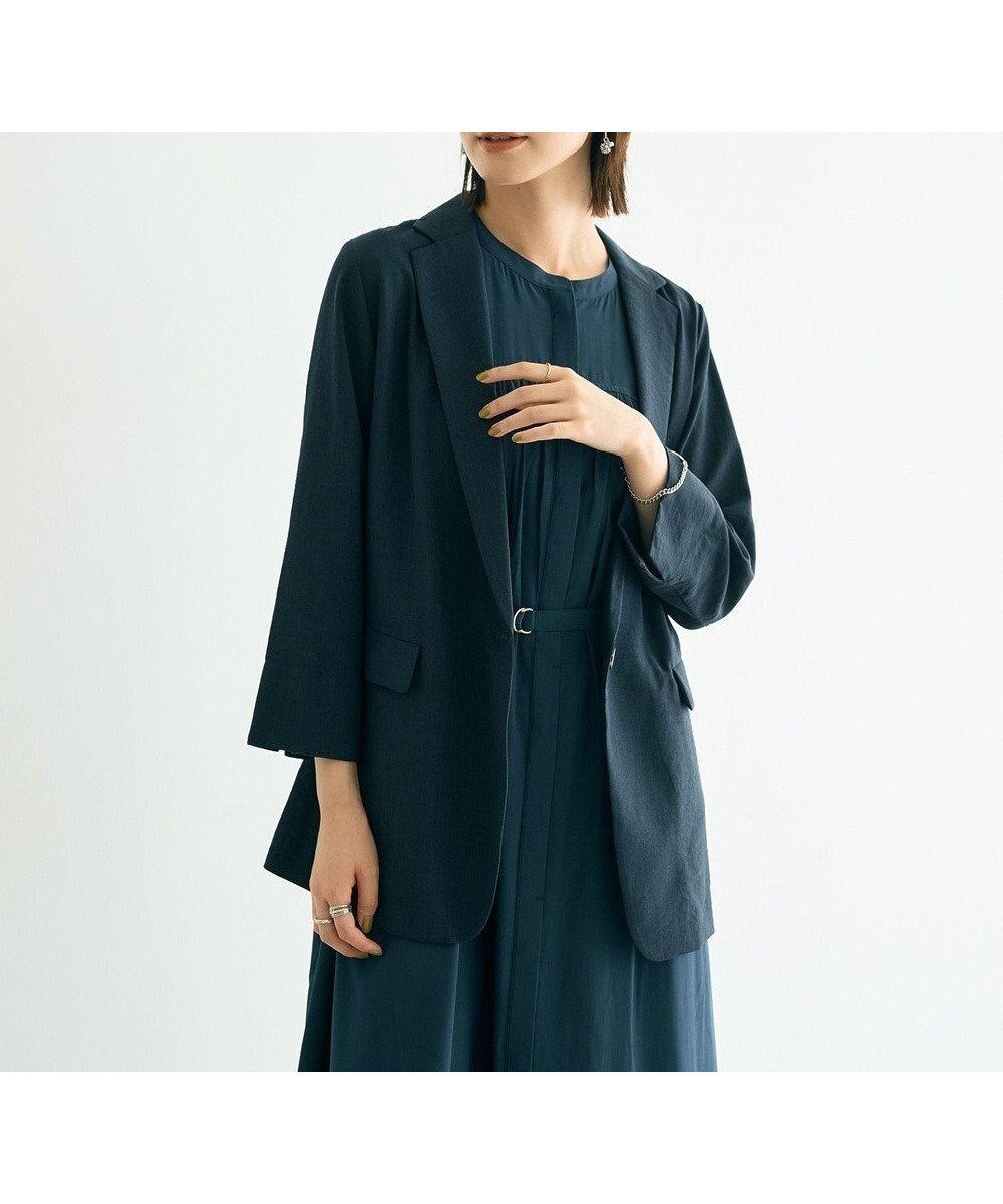 【イェッカ ヴェッカ/YECCA VECCA】のリネンライクジャケット② インテリア・キッズ・メンズ・レディースファッション・服の通販 founy(ファニー) 　ファッション　Fashion　レディースファッション　Fashion for Women　アウター　Coat / Outerwear Collection　レディースジャケット・軽アウター　Jackets　テーラードジャケット / 通勤・きれいめスタイル　Tailored Jackets & Blazers　おすすめ　Recommended / Our Picks　ジャケット　Jacket, Outerwear　スリット　Slit, Slit Detail　ベーシック　Basic, Essential　ポケット　Pocket, Pocket Detail　エレガント 上品　Elegant　秋　Autumn　A/W・秋冬　Autumn/Winter　Navy|ID: prp329100004634373 ipo3291000000033366573