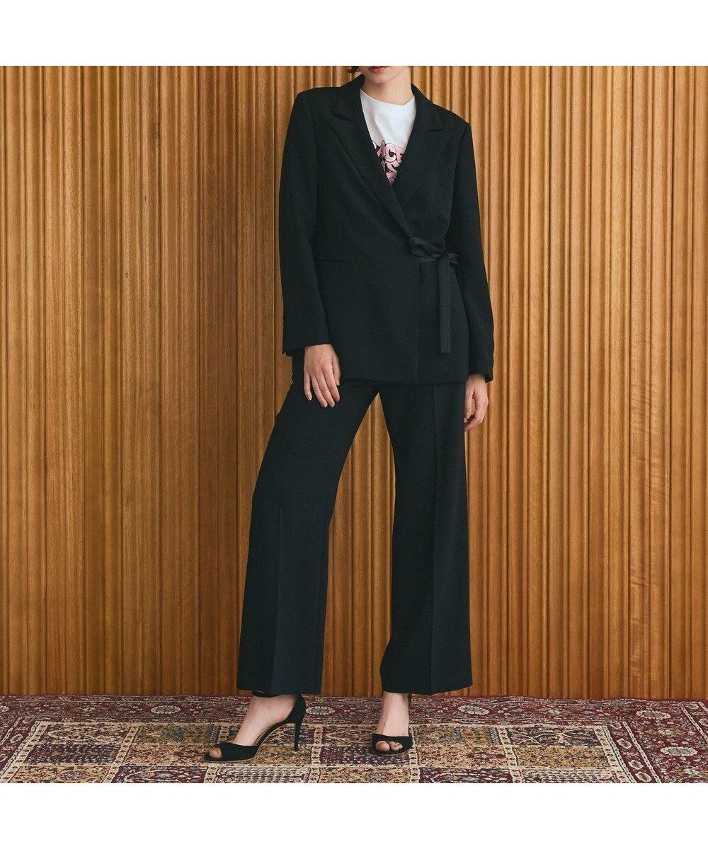 【グレース コンチネンタル/GRACE CONTINENTAL】のダブルクロスストレートパンツ インテリア・キッズ・メンズ・レディースファッション・服の通販 founy(ファニー) 　ファッション　Fashion　レディースファッション　Fashion for Women　パンツ　Pants & Trousers　サテン　Satin, Glossy Fabric　シンプル　Simple, Minimal　ジャケット　Jacket, Outerwear　ストレート　Straight, Straight Cut　セットアップ　Set-Up, Coordinated Outfit　センター　Center, Center Line　ダウン　Down, Puffer　ダブル　Double, Double-Breasted　A/W・秋冬　Autumn/Winter　おすすめ　Recommended / Our Picks　ブラック|ID: prp329100004634414 ipo3291000000033366808