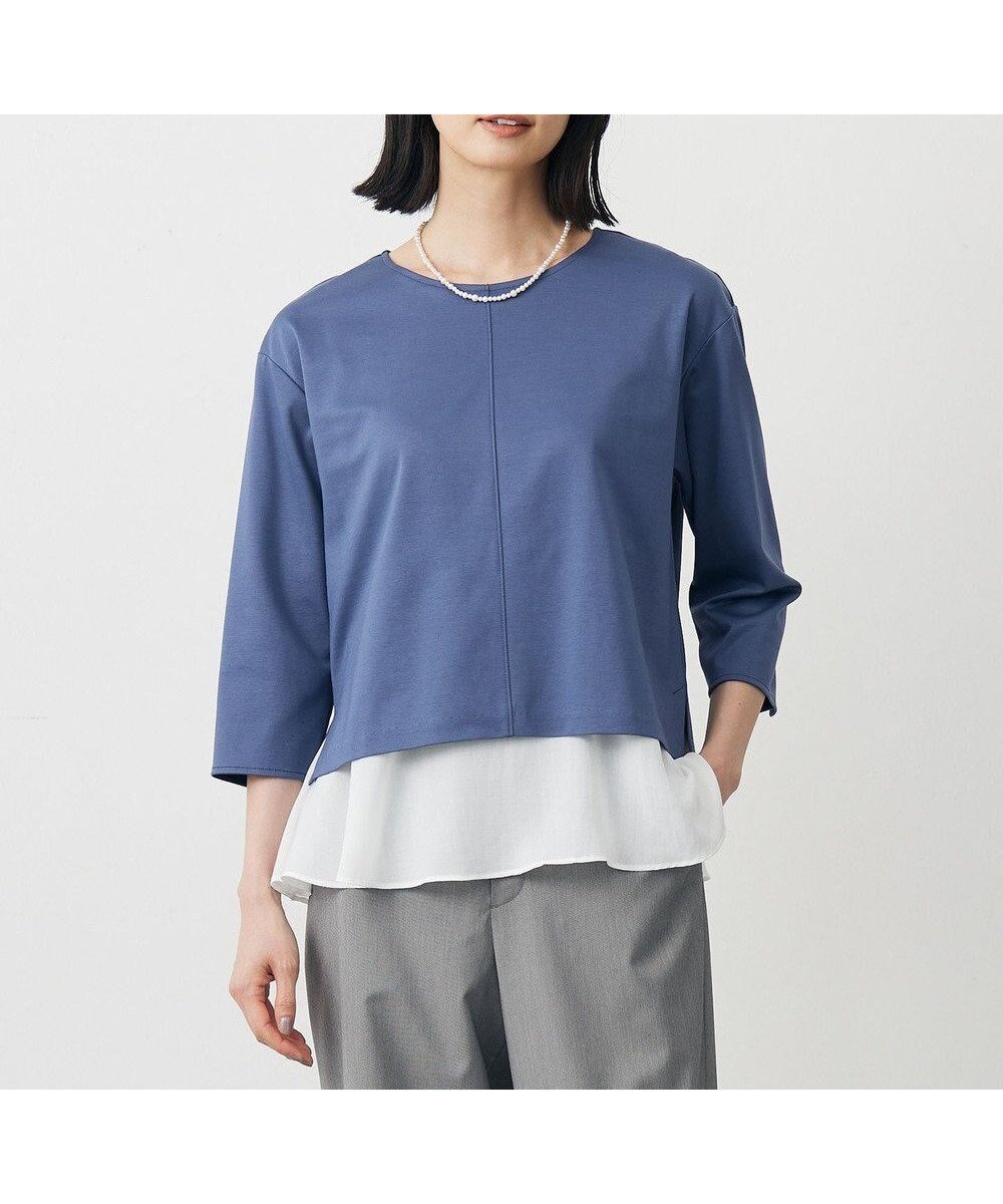 【ジェイ プレス/J.PRESS】のコンパクトポンチ カットソー インテリア・キッズ・メンズ・レディースファッション・服の通販 founy(ファニー) 　ファッション　Fashion　レディースファッション　Fashion for Women　トップス・カットソー　Cut & Sew Tops　シャツ・ブラウス・オフィスカジュアル　Elegant Blouses & Button-Ups　ロングTシャツ・Tシャツ　Longline T-Shirts & Tees　カットソー・ベーシックTシャツ　Cut-and-Sewn Tops / Stretch Tees & Basics　カットソー　Cut and Sewn Top　コンパクト　Compact, Small Size　ストレッチ　Stretch, Stretchy Fabric　フレア　Flare, Flared　A/W・秋冬　Autumn/Winter　S/S・春夏　SS, Spring/Summer, Warm Season　夏　Summer　エレガント 上品　Elegant　ダルブルー系|ID: prp329100004634447 ipo3291000000033367048