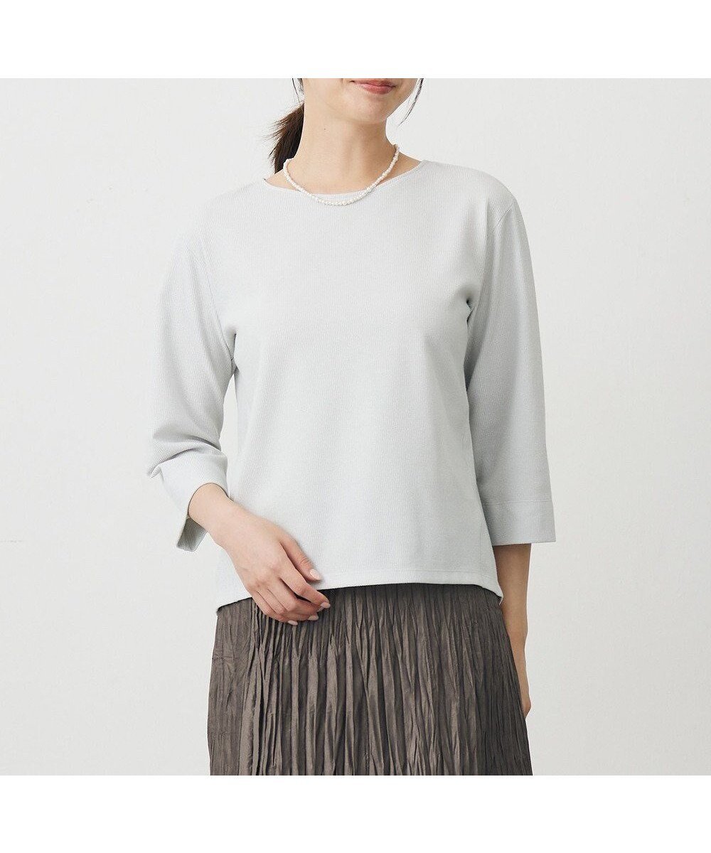 【ジェイ プレス/J.PRESS】のラメ針抜き カットソー インテリア・キッズ・メンズ・レディースファッション・服の通販 founy(ファニー) 　ファッション　Fashion　レディースファッション　Fashion for Women　トップス・カットソー　Cut & Sew Tops　シャツ・ブラウス・オフィスカジュアル　Elegant Blouses & Button-Ups　ロングTシャツ・Tシャツ　Longline T-Shirts & Tees　カットソー・ベーシックTシャツ　Cut-and-Sewn Tops / Stretch Tees & Basics　インナー　Innerwear　カットソー　Cut and Sewn Top　シンプル　Simple, Minimal　ストレッチ　Stretch, Stretchy Fabric　スリット　Slit, Slit Detail　テレコ　Ribbed, Rib Stitch　羽織　Haori, Light Jacket　A/W・秋冬　Autumn/Winter　S/S・春夏　SS, Spring/Summer, Warm Season　夏　Summer　エレガント 上品　Elegant　ライトグレー系|ID: prp329100004634449 ipo3291000000033367063