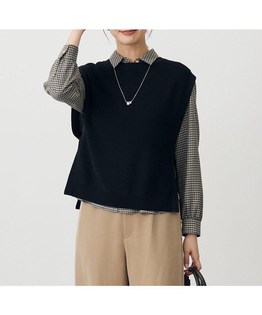 【ジェイ プレス/J.PRESS】の【洗える】ニット ベスト インテリア・キッズ・メンズ・レディースファッション・服の通販 founy(ファニー) 　ファッション　Fashion　レディースファッション　Fashion for Women　アウター　Coat / Outerwear Collection　トップス・カットソー　Cut & Sew Tops　ニット　Knit Tops & Sweaters　ベスト&ジレ / 重ね着スタイル　Vests & Gilets　カットソー　Cut and Sewn Top　ベスト　Vest, Waistcoat　洗える　Machine Washable　畦　Ribbed Knit　A/W・秋冬　Autumn/Winter　ブラック系|ID: prp329100004634450 ipo3291000000034270616