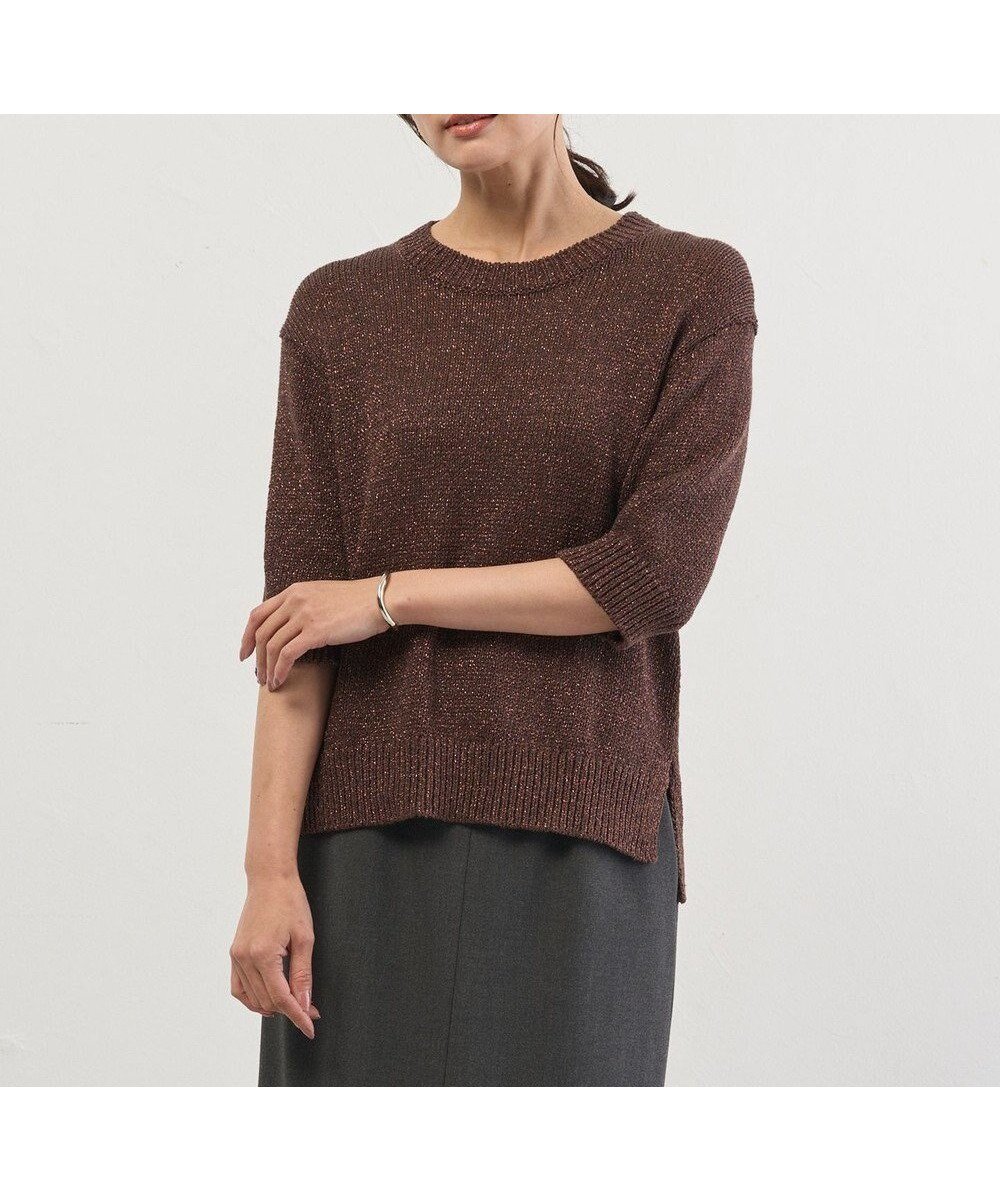 【ジェイ プレス/J.PRESS】のSTARFALL ラメ ニット インテリア・キッズ・メンズ・レディースファッション・服の通販 founy(ファニー) 　ファッション　Fashion　レディースファッション　Fashion for Women　トップス・カットソー　Cut & Sew Tops　ニット　Knit Tops & Sweaters　インナー　Innerwear　コンパクト　Compact, Small Size　シルバー　Silver, Metallic Silver　ジャケット　Jacket, Outerwear　セーター　Sweater, Knitwear　バランス　Balance, Style Balance　ベーシック　Basic, Essential　エレガント 上品　Elegant　夏　Summer　秋　Autumn　A/W・秋冬　Autumn/Winter　ダークブラウン系|ID: prp329100004634451 ipo3291000000034797976