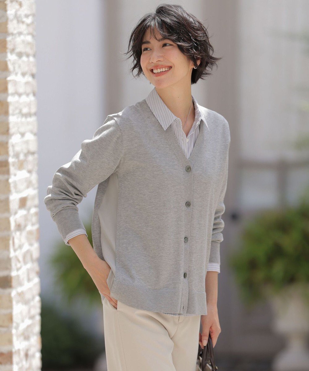 【ジェイ プレス/J.PRESS】のVis/Peスパーク ニット カーディガン 人気、トレンドファッション・服の通販 founy(ファニー) 　ファッション　Fashion　レディースファッション　Fashion for Women　トップス・カットソー　Cut & Sew Tops　ニット　Knit Tops & Sweaters　カーディガン・羽織り　Layered Style Cardigans　カーディガン　Cardigan, Knitwear　シンプル　Simple, Minimal　ドッキング　Docking, Mixed Material　ドレープ　Drape, Draping Fabric　ロング　Long, Long-Length　A/W・秋冬　Autumn/Winter　 other-1|ID: prp329100004634456 ipo3291000000033821158