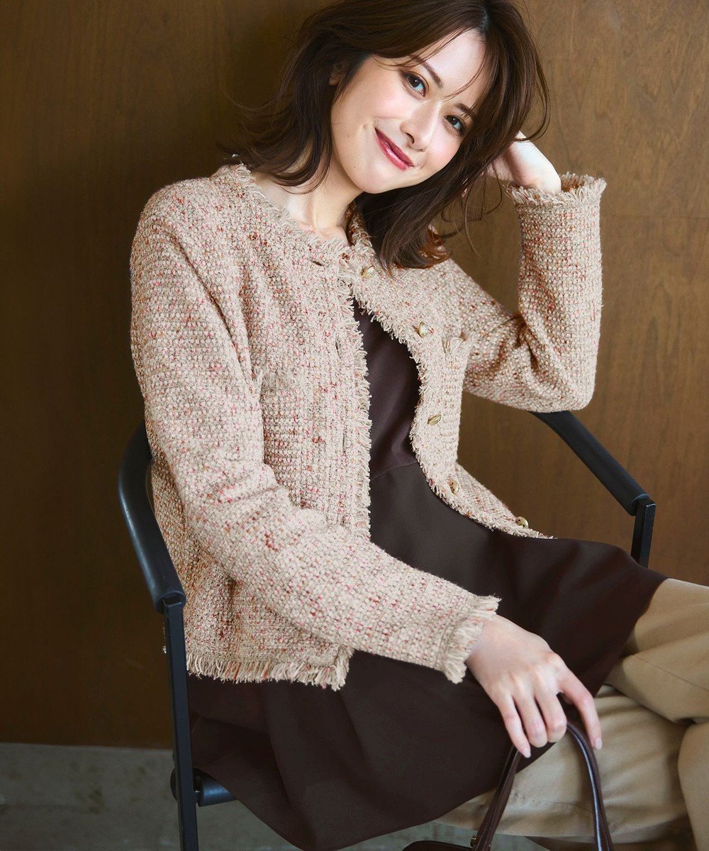 【23区/NIJYUSANKU】の【見上愛さん着用/新色追加/VERY掲載】ツイード ニット ジャケット インテリア・キッズ・メンズ・レディースファッション・服の通販 founy(ファニー) 　雑誌掲載アイテム　Magazine Picks & Fashion Features　ファッション雑誌　Fashion Magazines　ヴェリィ　VERY　グロー　GLOW　ファッション　Fashion　レディースファッション　Fashion for Women　アウター　Coat / Outerwear Collection　レディースジャケット・軽アウター　Jackets　ノーカラージャケット / シンプル上品コーデ　Collarless Jackets　オレンジ　Orange　春　Spring　11月号　November Issue　3月号　March Issue　シルク　Silk, 100% Silk　ジャケット　Jacket, Outerwear　雑誌　Magazine, Fashion Magazine　ツイード　Twill, Twill Weave　ネップ　Nepp, Slub Yarn　フリンジ　Fringe, Tassel　ポケット　Pocket, Pocket Detail　ミックス　Mix, Mixed Style　A/W・秋冬　Autumn/Winter　S/S・春夏　SS, Spring/Summer, Warm Season　夏　Summer　エレガント 上品　Elegant　入学式　Entrance Ceremony　オレンジミックス|ID: prp329100004634495 ipo3291000000036532919