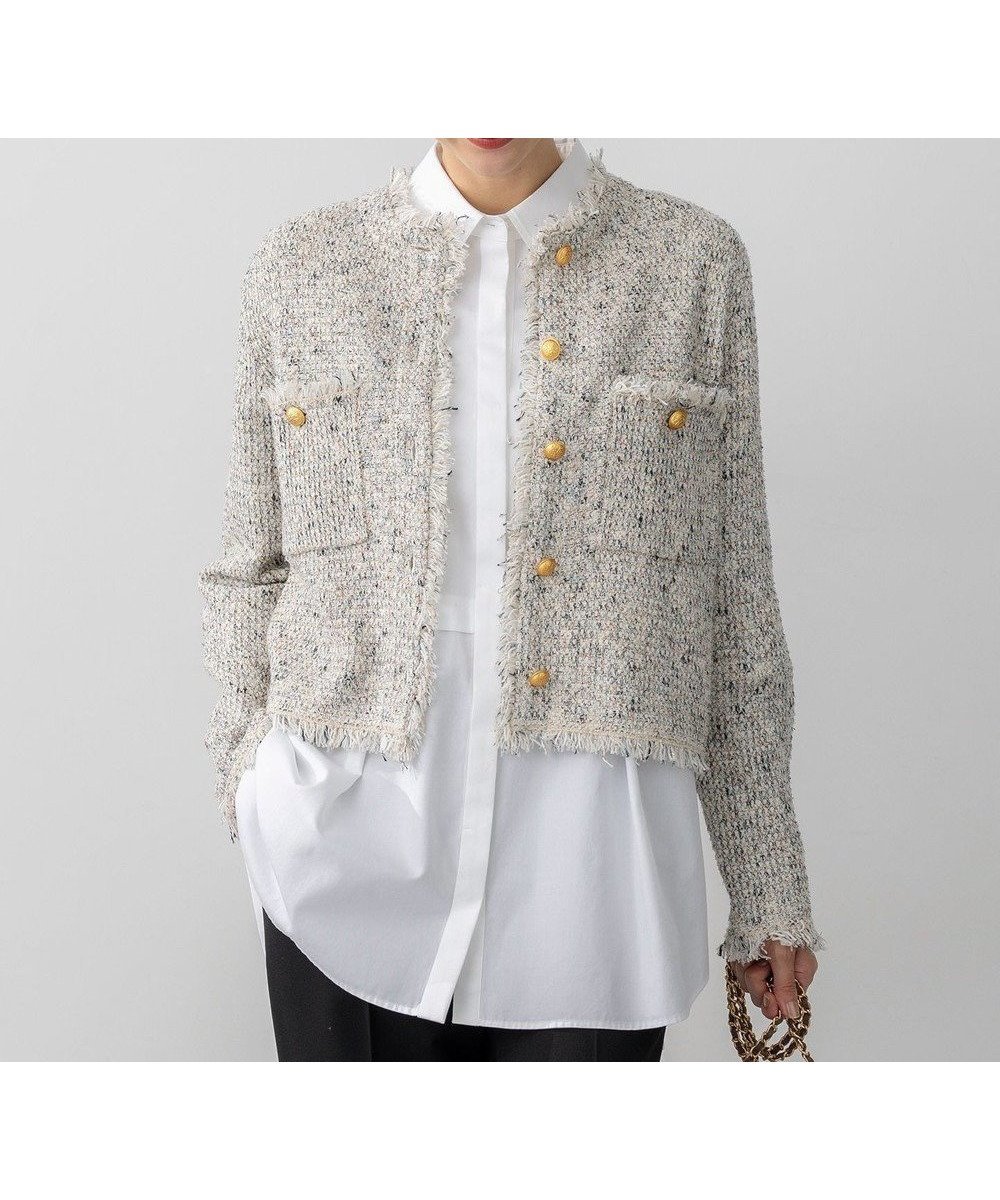 【23区/NIJYUSANKU】の【見上愛さん着用/新色追加/VERY掲載】ツイード ニット ジャケット インテリア・キッズ・メンズ・レディースファッション・服の通販 founy(ファニー) 　雑誌掲載アイテム　Magazine Picks & Fashion Features　ファッション雑誌　Fashion Magazines　ヴェリィ　VERY　グロー　GLOW　ファッション　Fashion　レディースファッション　Fashion for Women　アウター　Coat / Outerwear Collection　レディースジャケット・軽アウター　Jackets　ノーカラージャケット / シンプル上品コーデ　Collarless Jackets　オレンジ　Orange　春　Spring　11月号　November Issue　3月号　March Issue　シルク　Silk, 100% Silk　ジャケット　Jacket, Outerwear　雑誌　Magazine, Fashion Magazine　ツイード　Twill, Twill Weave　ネップ　Nepp, Slub Yarn　フリンジ　Fringe, Tassel　ポケット　Pocket, Pocket Detail　ミックス　Mix, Mixed Style　A/W・秋冬　Autumn/Winter　S/S・春夏　SS, Spring/Summer, Warm Season　夏　Summer　エレガント 上品　Elegant　入学式　Entrance Ceremony　アイボリーミックス|ID: prp329100004634495 ipo3291000000036532922