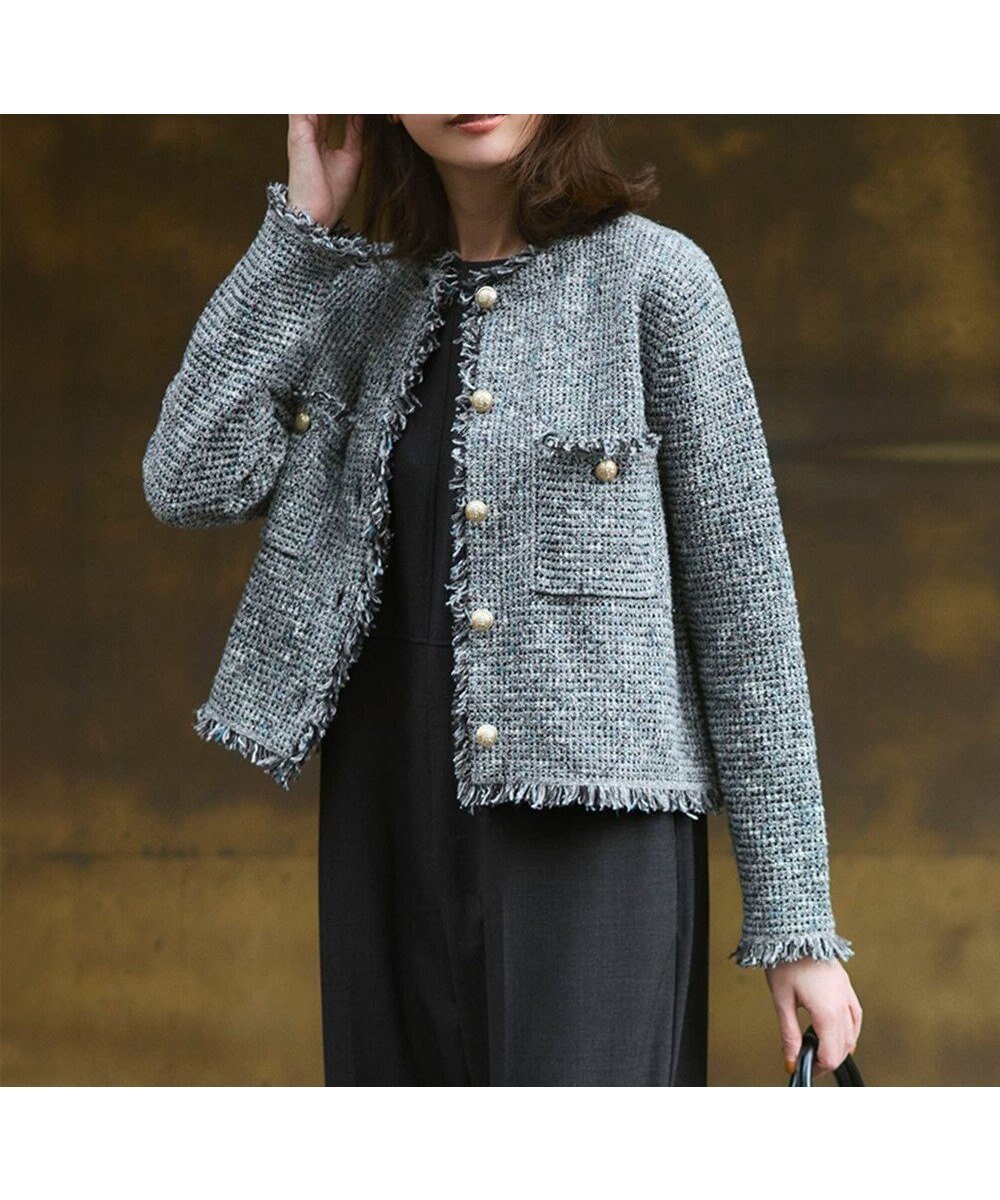 【23区/NIJYUSANKU】の【見上愛さん着用/新色追加/VERY掲載】ツイード ニット ジャケット インテリア・キッズ・メンズ・レディースファッション・服の通販 founy(ファニー) 　雑誌掲載アイテム　Magazine Picks & Fashion Features　ファッション雑誌　Fashion Magazines　ヴェリィ　VERY　グロー　GLOW　ファッション　Fashion　レディースファッション　Fashion for Women　アウター　Coat / Outerwear Collection　レディースジャケット・軽アウター　Jackets　ノーカラージャケット / シンプル上品コーデ　Collarless Jackets　オレンジ　Orange　春　Spring　11月号　November Issue　3月号　March Issue　シルク　Silk, 100% Silk　ジャケット　Jacket, Outerwear　雑誌　Magazine, Fashion Magazine　ツイード　Twill, Twill Weave　ネップ　Nepp, Slub Yarn　フリンジ　Fringe, Tassel　ポケット　Pocket, Pocket Detail　ミックス　Mix, Mixed Style　A/W・秋冬　Autumn/Winter　S/S・春夏　SS, Spring/Summer, Warm Season　夏　Summer　エレガント 上品　Elegant　入学式　Entrance Ceremony　ブルーミックス|ID: prp329100004634495 ipo3291000000036532925