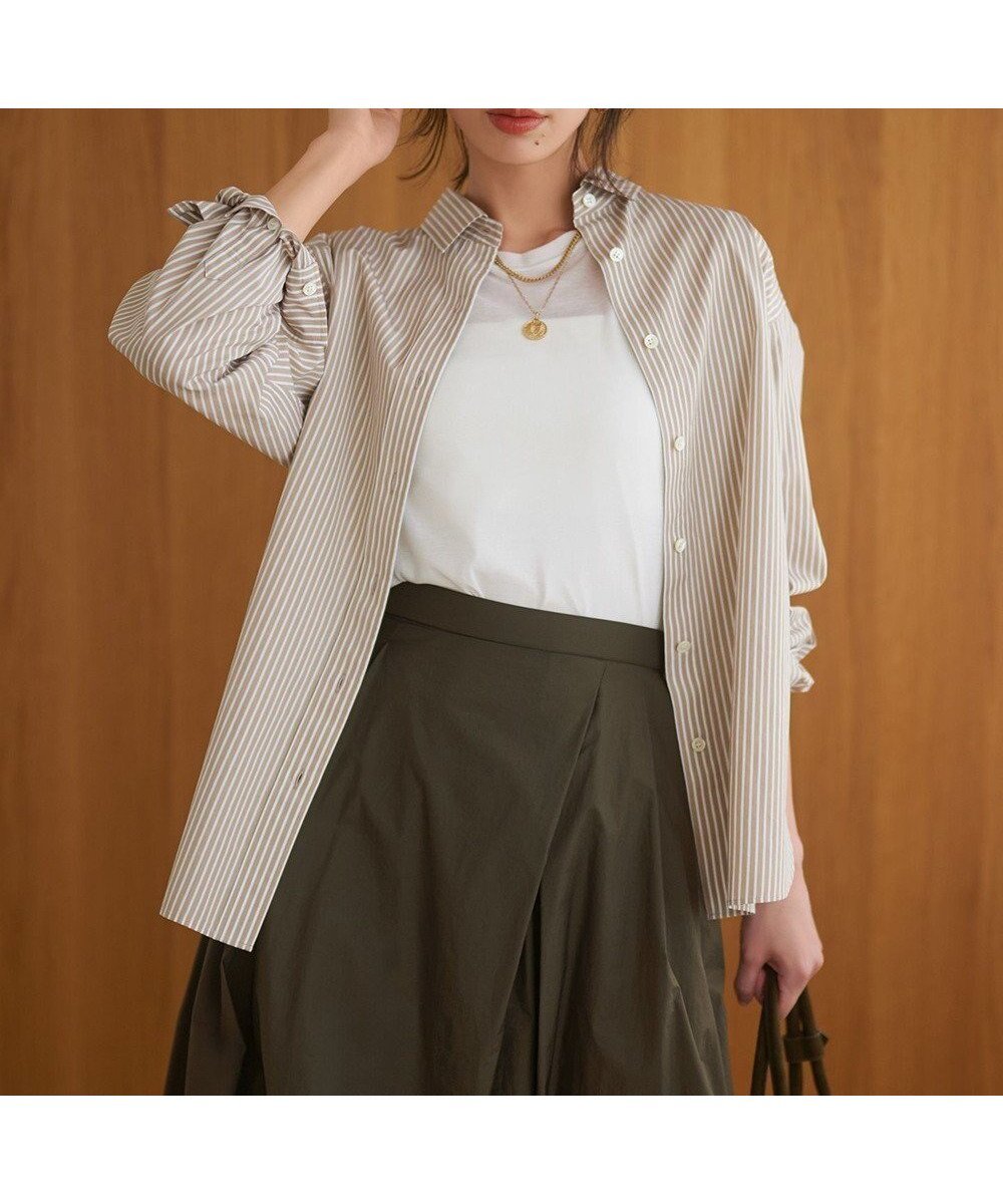 【23区/NIJYUSANKU】の【滝沢眞規子さん着用/VERY掲載】CANCLINI ベーシック シャツ インテリア・キッズ・メンズ・レディースファッション・服の通販 founy(ファニー) 　雑誌掲載アイテム　Magazine Picks & Fashion Features　ファッション雑誌　Fashion Magazines　ヴェリィ　VERY　ファッションモデル・俳優・女優　Models　女性　Women　滝沢眞規子　Takizawa Makiko　ファッション　Fashion　レディースファッション　Fashion for Women　トップス・カットソー　Cut & Sew Tops　シャツ・ブラウス・オフィスカジュアル　Elegant Blouses & Button-Ups　イタリア　Italy　インナー　Innerwear　インポート　Imported Fashion　エレガント 上品　Elegant　クラシック　Classic, Timeless Style　11月号　November Issue　シンプル　Simple, Minimal　スタイリッシュ　Stylish, Fashionable　ストライプ　Stripe, Striped Pattern　スリーブ　Sleeve, Long Sleeve / Short Sleeve　雑誌　Magazine, Fashion Magazine　ツイル　Twist, Twisted Detail　デニム　Denim, Jeans Material　トレンド　Trend, Trending Now　定番　Standard, Basic Item　ハーフ　Half, Half-Length　ベーシック　Basic, Essential　メンズ　Men's, Menswear　無地　Plain, Solid Color　ロング　Long, Long-Length　ブラウンストライプ|ID: prp329100004634519 ipo3291000000035575019