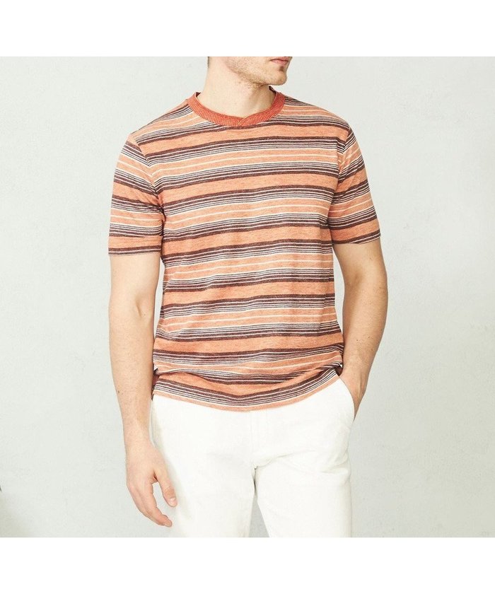 【ジョセフ アブード/JOSEPH ABBOUD / MEN】の【吸水速乾】リネンマルチボーダー Tシャツ インテリア・キッズ・メンズ・レディースファッション・服の通販 founy(ファニー) https://founy.com/ ファッション Fashion メンズファッション Fashion for Men トップス・カットソー Cut & Sew Tops メンズシャツ Shirts 春 Spring カットソー Cut and Sewn Top 吸水 Absorbent, Quick-Dry フランス France, French ボーダー Border, Stripe メランジ Melange, Mixed Yarn ランダム Random, Irregular リネン Linen, Linen Fabric S/S・春夏 SS, Spring/Summer, Warm Season 夏 Summer |ID: prp329100004634717 ipo3291000000033590770