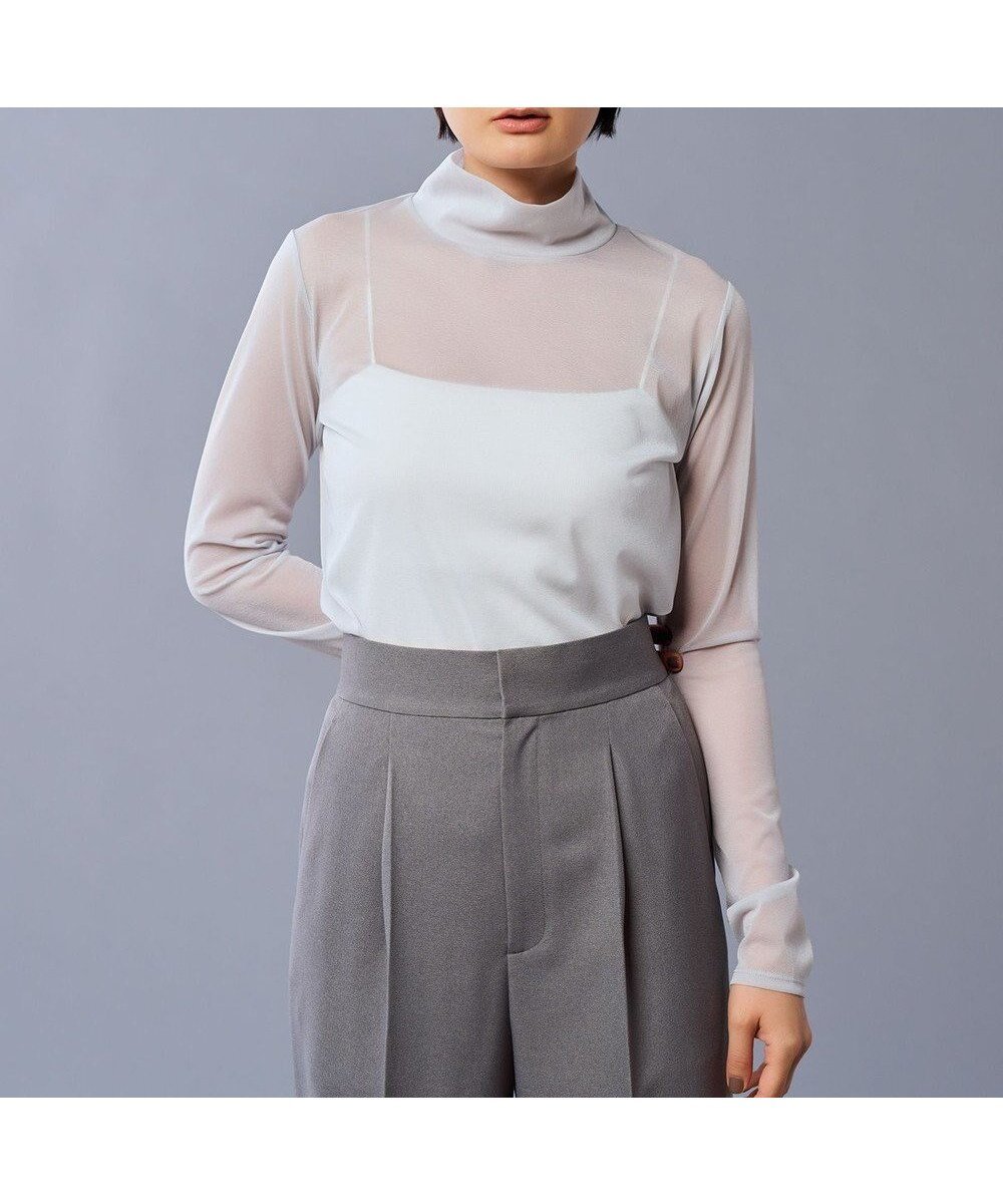 【アンクレイヴ/uncrave】のトリコットシフォン ハイネック カットソー(uncrave STANDARD) インテリア・キッズ・メンズ・レディースファッション・服の通販 founy(ファニー) 　ファッション　Fashion　レディースファッション　Fashion for Women　トップス・カットソー　Cut & Sew Tops　シャツ・ブラウス・オフィスカジュアル　Elegant Blouses & Button-Ups　ロングTシャツ・Tシャツ　Longline T-Shirts & Tees　カットソー・ベーシックTシャツ　Cut-and-Sewn Tops / Stretch Tees & Basics　インナー　Innerwear　秋　Autumn　カットソー　Cut and Sewn Top　今季　This Season, Current Season　シフォン　Chiffon, Lightweight Fabric　ジャケット　Jacket, Outerwear　ストレッチ　Stretch, Stretchy Fabric　雑誌　Magazine, Fashion Magazine　ハイネック　High Neck, Mock Neck　ビスチェ　Bustier, Corset Top　冬　Winter / This Winter　A/W・秋冬　Autumn/Winter　S/S・春夏　SS, Spring/Summer, Warm Season　再入荷　Restock / Back in Stock　夏　Summer　エレガント 上品　Elegant　アイスグレー|ID: prp329100004634745 ipo3291000000033370944