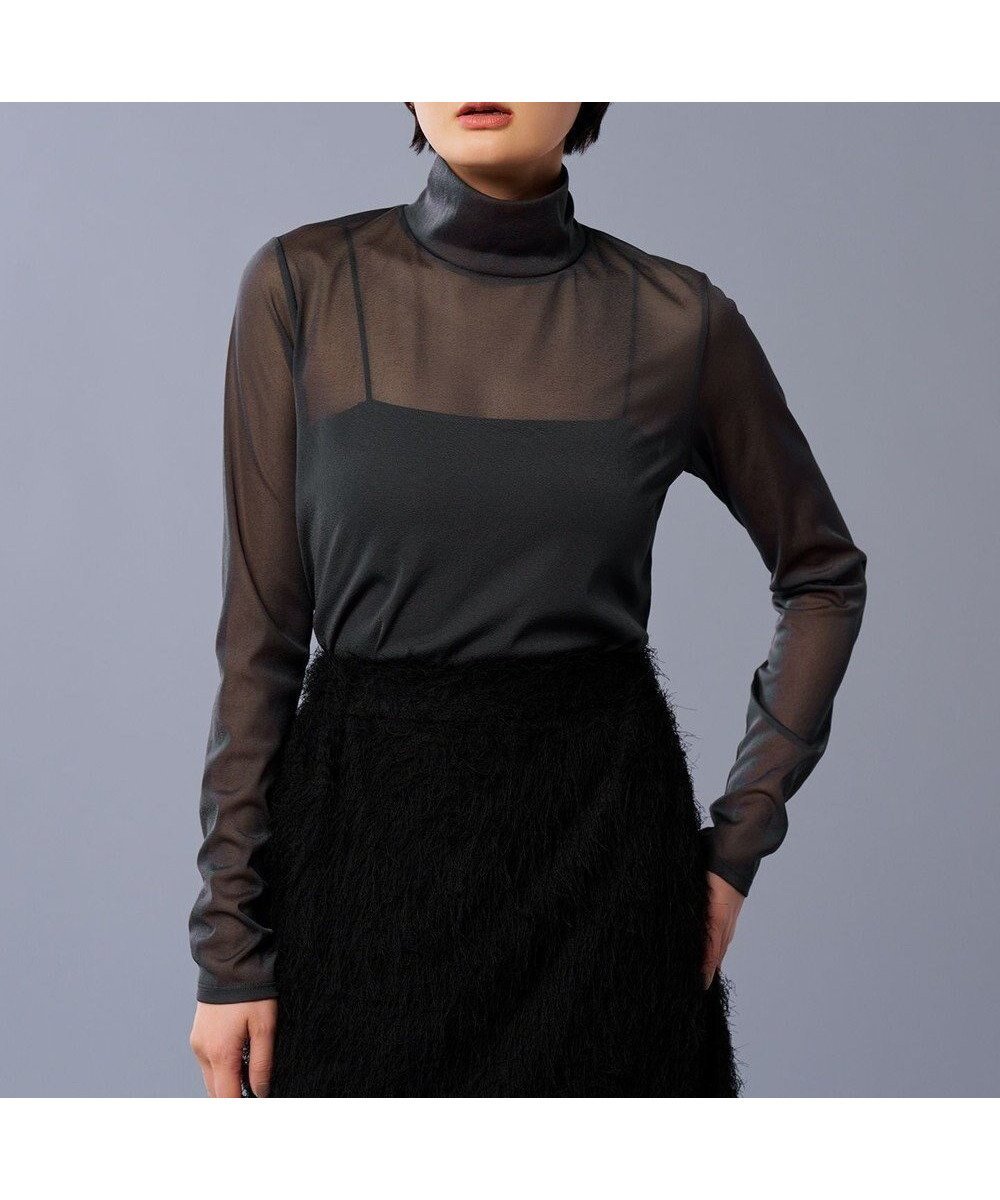 【アンクレイヴ/uncrave】のトリコットシフォン ハイネック カットソー(uncrave STANDARD) インテリア・キッズ・メンズ・レディースファッション・服の通販 founy(ファニー) 　ファッション　Fashion　レディースファッション　Fashion for Women　トップス・カットソー　Cut & Sew Tops　シャツ・ブラウス・オフィスカジュアル　Elegant Blouses & Button-Ups　ロングTシャツ・Tシャツ　Longline T-Shirts & Tees　カットソー・ベーシックTシャツ　Cut-and-Sewn Tops / Stretch Tees & Basics　インナー　Innerwear　秋　Autumn　カットソー　Cut and Sewn Top　今季　This Season, Current Season　シフォン　Chiffon, Lightweight Fabric　ジャケット　Jacket, Outerwear　ストレッチ　Stretch, Stretchy Fabric　雑誌　Magazine, Fashion Magazine　ハイネック　High Neck, Mock Neck　ビスチェ　Bustier, Corset Top　冬　Winter / This Winter　A/W・秋冬　Autumn/Winter　S/S・春夏　SS, Spring/Summer, Warm Season　再入荷　Restock / Back in Stock　夏　Summer　エレガント 上品　Elegant　スレート|ID: prp329100004634745 ipo3291000000033370945