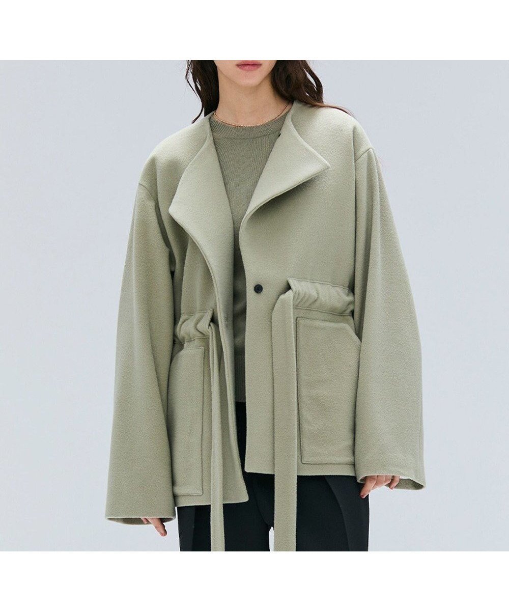 【ベイジ,/BEIGE,】のLABBOCK / ウール混2WAYショートコート インテリア・キッズ・メンズ・レディースファッション・服の通販 founy(ファニー) 　ファッション　Fashion　レディースファッション　Fashion for Women　アウター　Coat / Outerwear Collection　コート・ロングコート・ピーコート　Long Coats, Peacoats & More　レディースジャケット・軽アウター　Jackets　ショート　Short, Short Length　ジャケット　Jacket, Outerwear　タイトスカート　Pencil Skirt, Tight Skirt　リボン　Ribbon, Bow　ロング　Long, Long-Length　ワイド　Wide, Wide Fit　A/W・秋冬　Autumn/Winter　L.Khaki|ID: prp329100004634763 ipo3291000000033494470