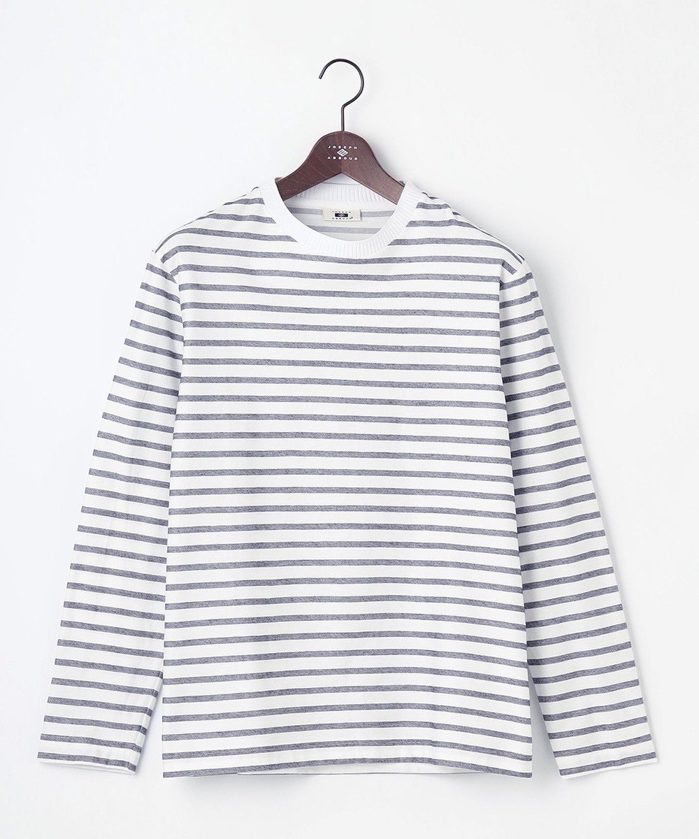 【ジョセフ アブード/JOSEPH ABBOUD / MEN】の【オーガニックコットン使用】インレーボーダー Tシャツ インテリア・キッズ・メンズ・レディースファッション・服の通販 founy(ファニー) 　ファッション　Fashion　メンズファッション　Fashion for Men　トップス・カットソー　Cut & Sew Tops　メンズシャツ　Shirts　インナー　Innerwear　オーガニック　Organic Cotton　カットソー　Cut and Sewn Top　ジャケット　Jacket, Outerwear　ボーダー　Border, Stripe　エレガント 上品　Elegant　夏　Summer　春　Spring　S/S・春夏　SS, Spring/Summer, Warm Season　ホワイト系2|ID: prp329100004635439 ipo3291000000033463261