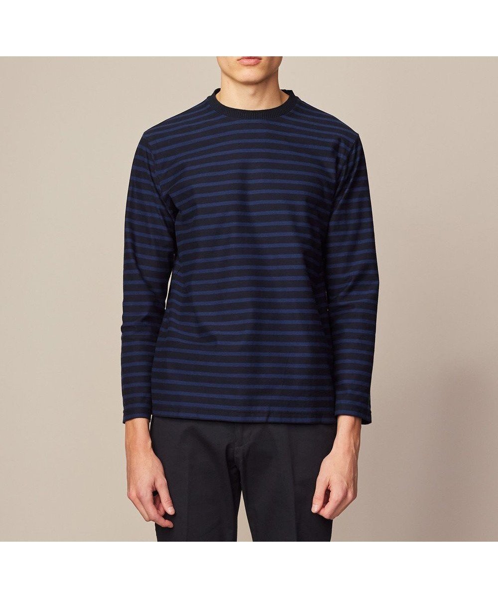 【ジョセフ アブード/JOSEPH ABBOUD / MEN】の【オーガニックコットン使用】インレーボーダー Tシャツ インテリア・キッズ・メンズ・レディースファッション・服の通販 founy(ファニー) 　ファッション　Fashion　メンズファッション　Fashion for Men　トップス・カットソー　Cut & Sew Tops　メンズシャツ　Shirts　インナー　Innerwear　オーガニック　Organic Cotton　カットソー　Cut and Sewn Top　ジャケット　Jacket, Outerwear　ボーダー　Border, Stripe　エレガント 上品　Elegant　夏　Summer　春　Spring　S/S・春夏　SS, Spring/Summer, Warm Season　ネイビー系2|ID: prp329100004635439 ipo3291000000033463263