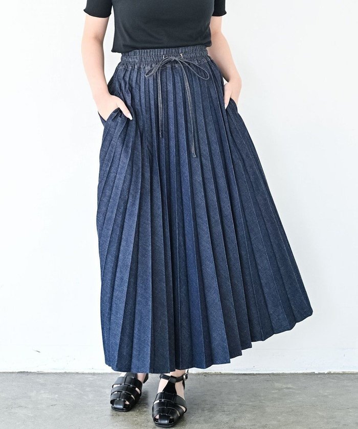 【リポトレンタアンニ/Ripo trenta anni】の【大人気定番/特許技術】LONG PLEATS DENIM SKIRT プリーツ デニムスカート インテリア・キッズ・メンズ・レディースファッション・服の通販 founy(ファニー) https://founy.com/ ファッション Fashion レディースファッション Fashion for Women スカート Skirts デニムスカート・カジュアルスカート Denim Skirts シンプル Simple, Minimal スタイリッシュ Stylish, Fashionable スピンドル Spindle, Drawcord デニム Denim, Jeans Material 定番 Standard, Basic Item プリーツ Pleats, Pleated リラックス Relax, Relaxed Fit A/W・秋冬 Autumn/Winter S/S・春夏 SS, Spring/Summer, Warm Season 夏 Summer |ID: prp329100004635458 ipo3291000000033677619