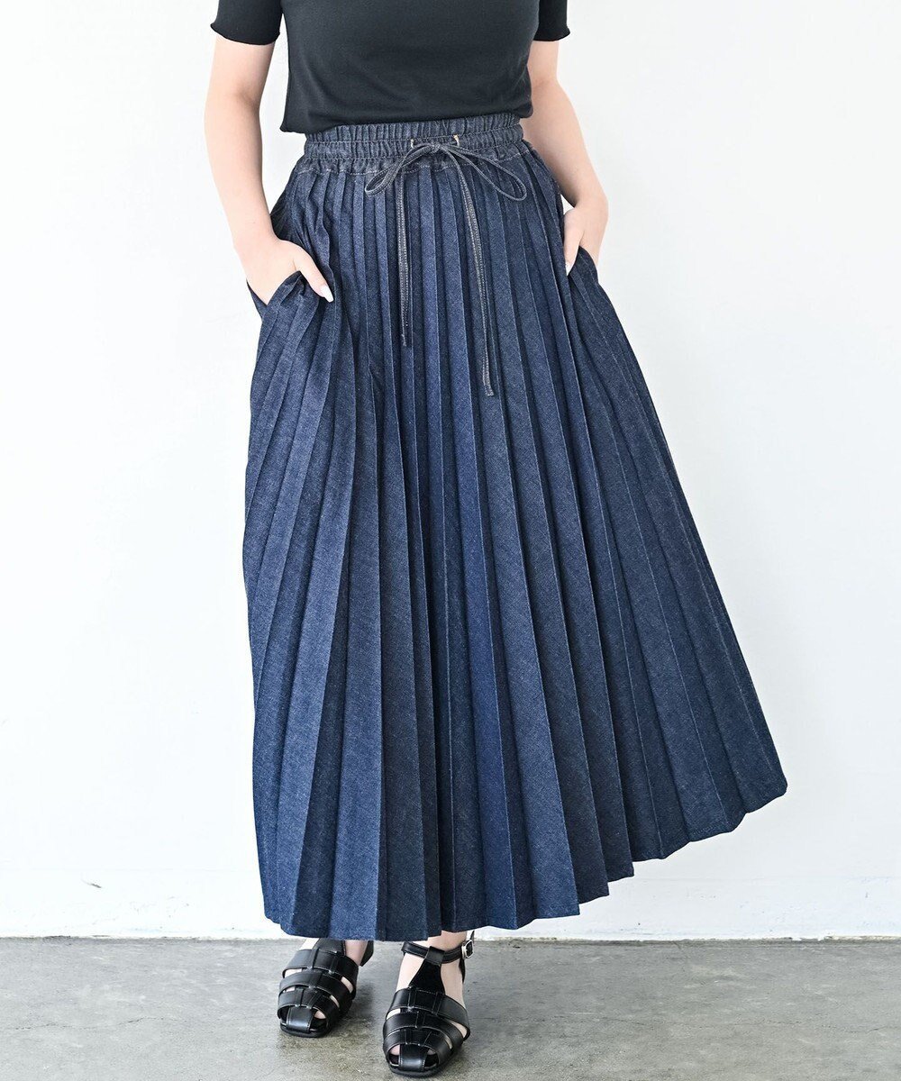 【リポトレンタアンニ/Ripo trenta anni】の【大人気定番/特許技術】LONG PLEATS DENIM SKIRT プリーツ デニムスカート 人気、トレンドファッション・服の通販 founy(ファニー) 　ファッション　Fashion　レディースファッション　Fashion for Women　スカート　Skirts　デニムスカート・カジュアルスカート　Denim Skirts　シンプル　Simple, Minimal　スタイリッシュ　Stylish, Fashionable　スピンドル　Spindle, Drawcord　デニム　Denim, Jeans Material　定番　Standard, Basic Item　プリーツ　Pleats, Pleated　リラックス　Relax, Relaxed Fit　A/W・秋冬　Autumn/Winter　S/S・春夏　SS, Spring/Summer, Warm Season　夏　Summer　 other-1|ID: prp329100004635458 ipo3291000000033677619