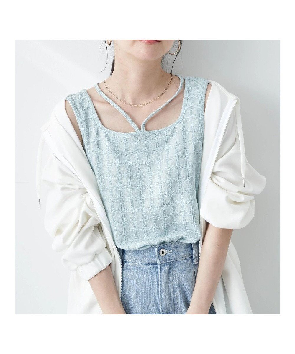 【アースミュージックアンドエコロジー/earth music&ecology】の前後2wayタンクトップ 人気、トレンドファッション・服の通販 founy(ファニー) 　ファッション　Fashion　レディースファッション　Fashion for Women　トップス・カットソー　Cut & Sew Tops　インナー　Innerwear　シンプル　Simple, Minimal　タンク　Tank Top, Sleeveless Top　チェック　Check, Plaid, Tartan　ポケット　Pocket, Pocket Detail　ラップ　Wrap, Wrap Design　夏　Summer　春　Spring　S/S・春夏　SS, Spring/Summer, Warm Season　 other-1|ID: prp329100004635485 ipo3291000000033689450