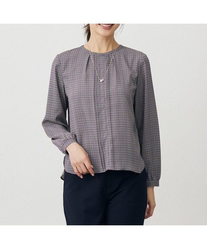 【ジェイ プレス/J.PRESS】のデシンハウンドトゥースプリント ブラウス インテリア・キッズ・メンズ・レディースファッション・服の通販 founy(ファニー) https://founy.com/ ファッション Fashion レディースファッション Fashion for Women トップス・カットソー Cut & Sew Tops シャツ・ブラウス・オフィスカジュアル Elegant Blouses & Button-Ups インナー Innerwear ギャザー Gathered, Ruffled クラシック Classic, Timeless Style ジャケット Jacket, Outerwear フロント Front, Front Design プリント Print, Printed Pattern エレガント 上品 Elegant 秋 Autumn A/W・秋冬 Autumn/Winter 長袖 Long Sleeve, Full Sleeve |ID: prp329100004635496 ipo3291000000033385571