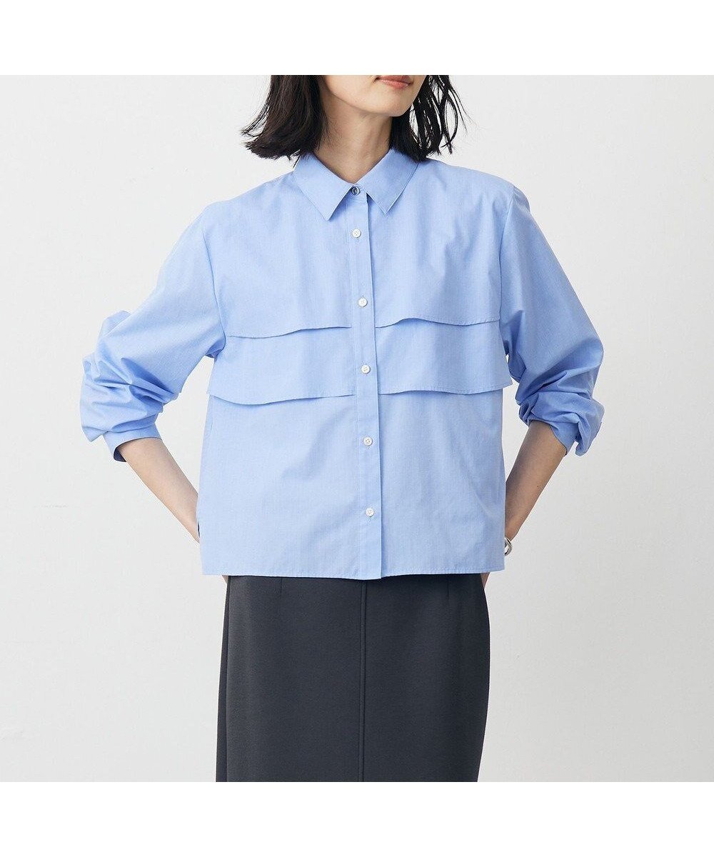 【ジェイ プレス/J.PRESS】のCOTTON TEX ブラウス インテリア・キッズ・メンズ・レディースファッション・服の通販 founy(ファニー) 　ファッション　Fashion　レディースファッション　Fashion for Women　トップス・カットソー　Cut & Sew Tops　シャツ・ブラウス・オフィスカジュアル　Elegant Blouses & Button-Ups　イタリア　Italy　カフス　Cuff Design　ショート　Short, Short Length　シルバー　Silver, Metallic Silver　ストライプ　Stripe, Striped Pattern　ストレート　Straight, Straight Cut　トレンド　Trend, Trending Now　フロント　Front, Front Design　ベーシック　Basic, Essential　無地　Plain, Solid Color　A/W・秋冬　Autumn/Winter　エレガント 上品　Elegant　サックス系|ID: prp329100004635498 ipo3291000000033385579