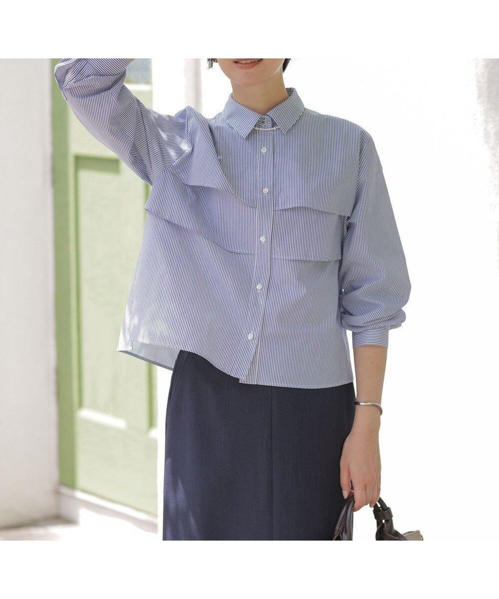 【ジェイ プレス/J.PRESS】のCOTTON TEX ブラウス インテリア・キッズ・メンズ・レディースファッション・服の通販 founy(ファニー) 　ファッション　Fashion　レディースファッション　Fashion for Women　トップス・カットソー　Cut & Sew Tops　シャツ・ブラウス・オフィスカジュアル　Elegant Blouses & Button-Ups　イタリア　Italy　カフス　Cuff Design　ショート　Short, Short Length　シルバー　Silver, Metallic Silver　ストライプ　Stripe, Striped Pattern　ストレート　Straight, Straight Cut　トレンド　Trend, Trending Now　フロント　Front, Front Design　ベーシック　Basic, Essential　無地　Plain, Solid Color　A/W・秋冬　Autumn/Winter　エレガント 上品　Elegant　ネイビーストライプ系|ID: prp329100004635498 ipo3291000000033819906