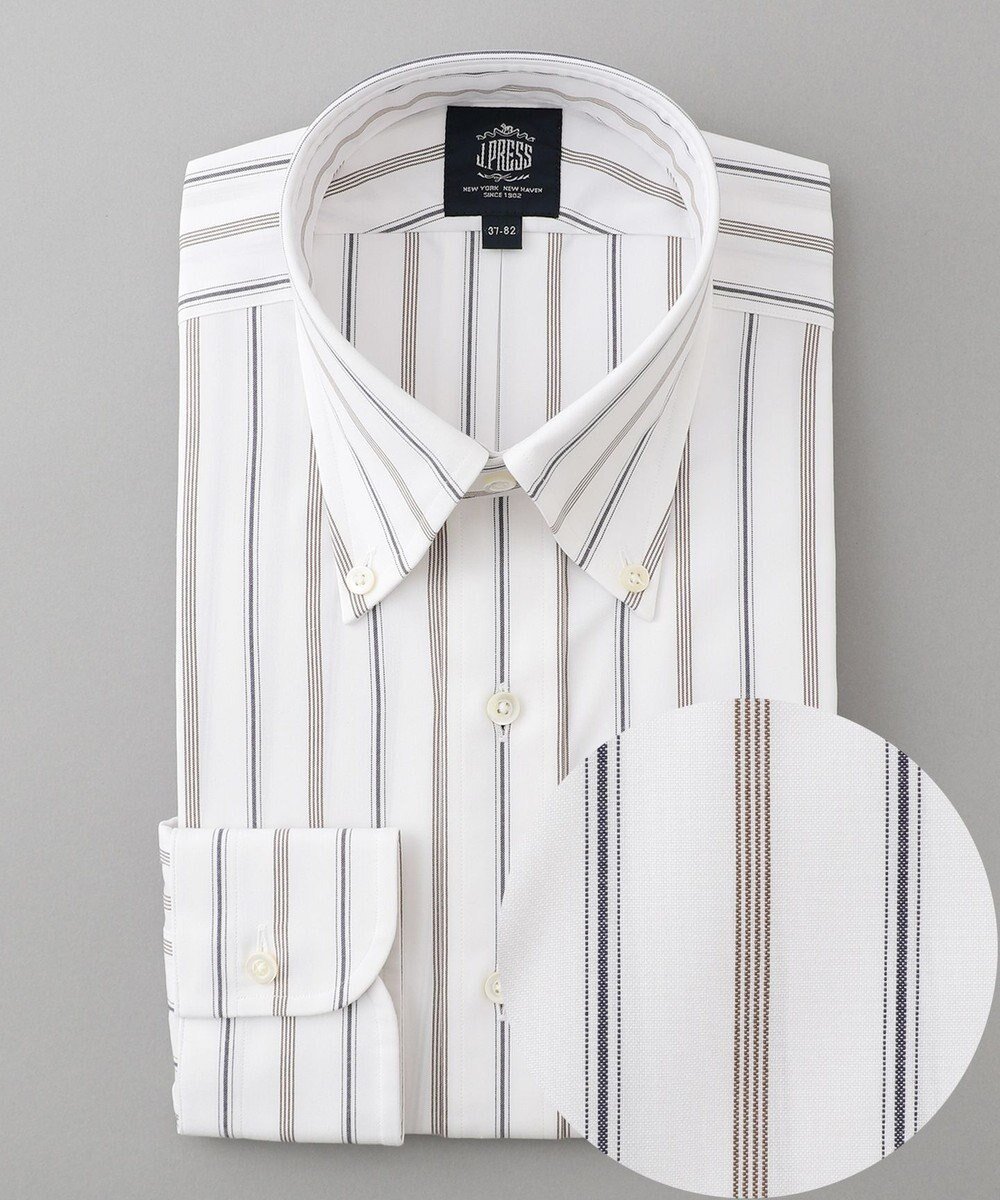【ジェイ プレス/J.PRESS / MEN】の【PREMIUM PLEATS / 形態安定】ジェントリーストライプ シャツ / B.D. インテリア・キッズ・メンズ・レディースファッション・服の通販 founy(ファニー) 　ファッション　Fashion　メンズファッション　Fashion for Men　トップス・カットソー　Cut & Sew Tops　メンズシャツ　Shirts　カフス　Cuff Design　スーピマ　Supima, Premium Cotton　ドレス　Dress, One-Piece　プリーツ　Pleats, Pleated　プレミアム　Premium, High-End　メンズ　Men's, Menswear　A/W・秋冬　Autumn/Winter　S/S・春夏　SS, Spring/Summer, Warm Season　再入荷　Restock / Back in Stock　夏　Summer　ビジネス 仕事 通勤　Business / Work / Commuting　ブラウン系2|ID: prp329100004636838 ipo3291000000033408794