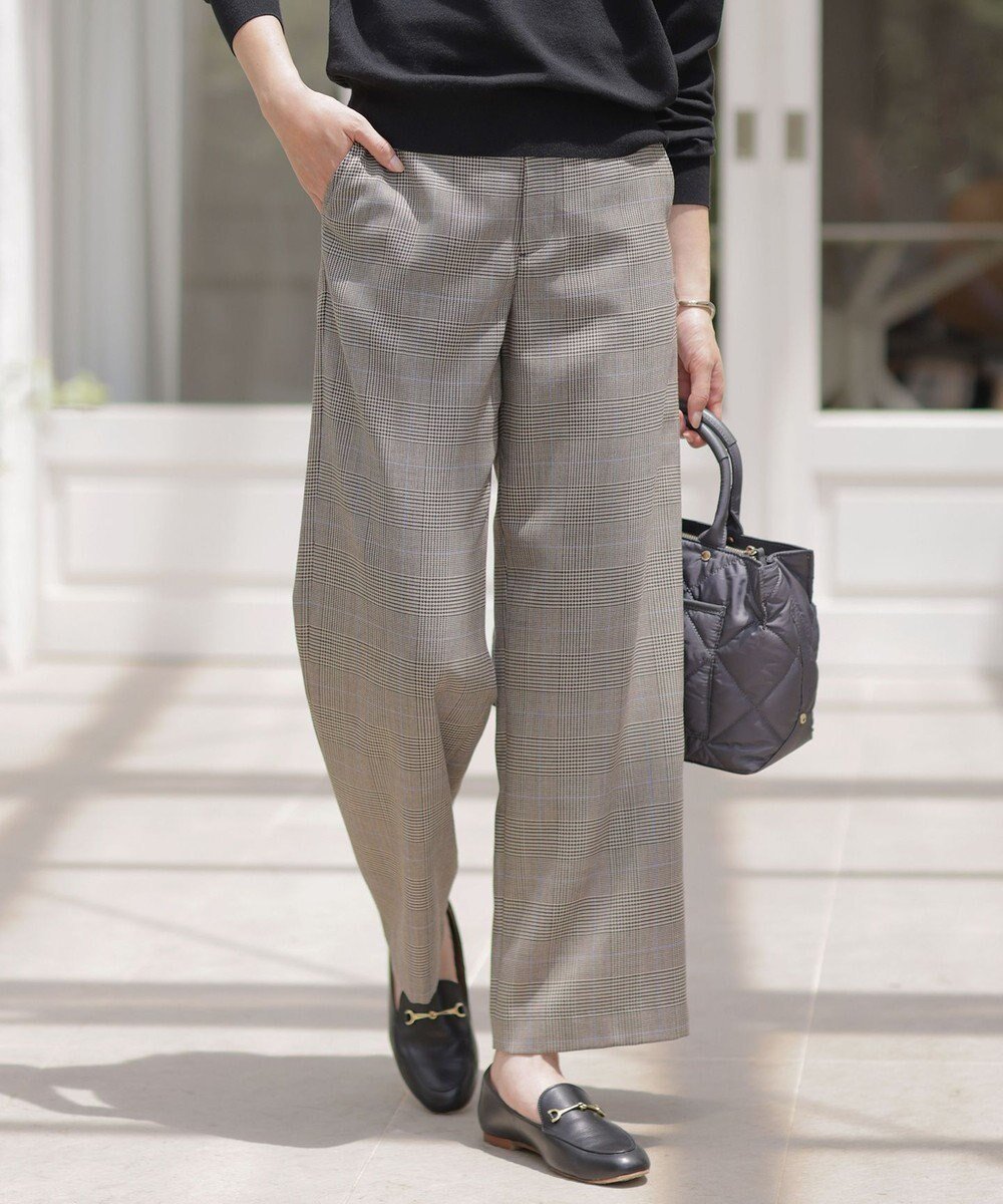 【ジェイ プレス/J.PRESS】のモナベールツイル チェック ワイド パンツ インテリア・キッズ・メンズ・レディースファッション・服の通販 founy(ファニー) 　ファッション　Fashion　レディースファッション　Fashion for Women　パンツ　Pants & Trousers　ストレッチ　Stretch, Stretchy Fabric　チェック　Check, Plaid, Tartan　フィット　Fit, Slim Fit　ワイド　Wide, Wide Fit　A/W・秋冬　Autumn/Winter　ブラウンチェック系|ID: prp329100004636982 ipo3291000000033819763
