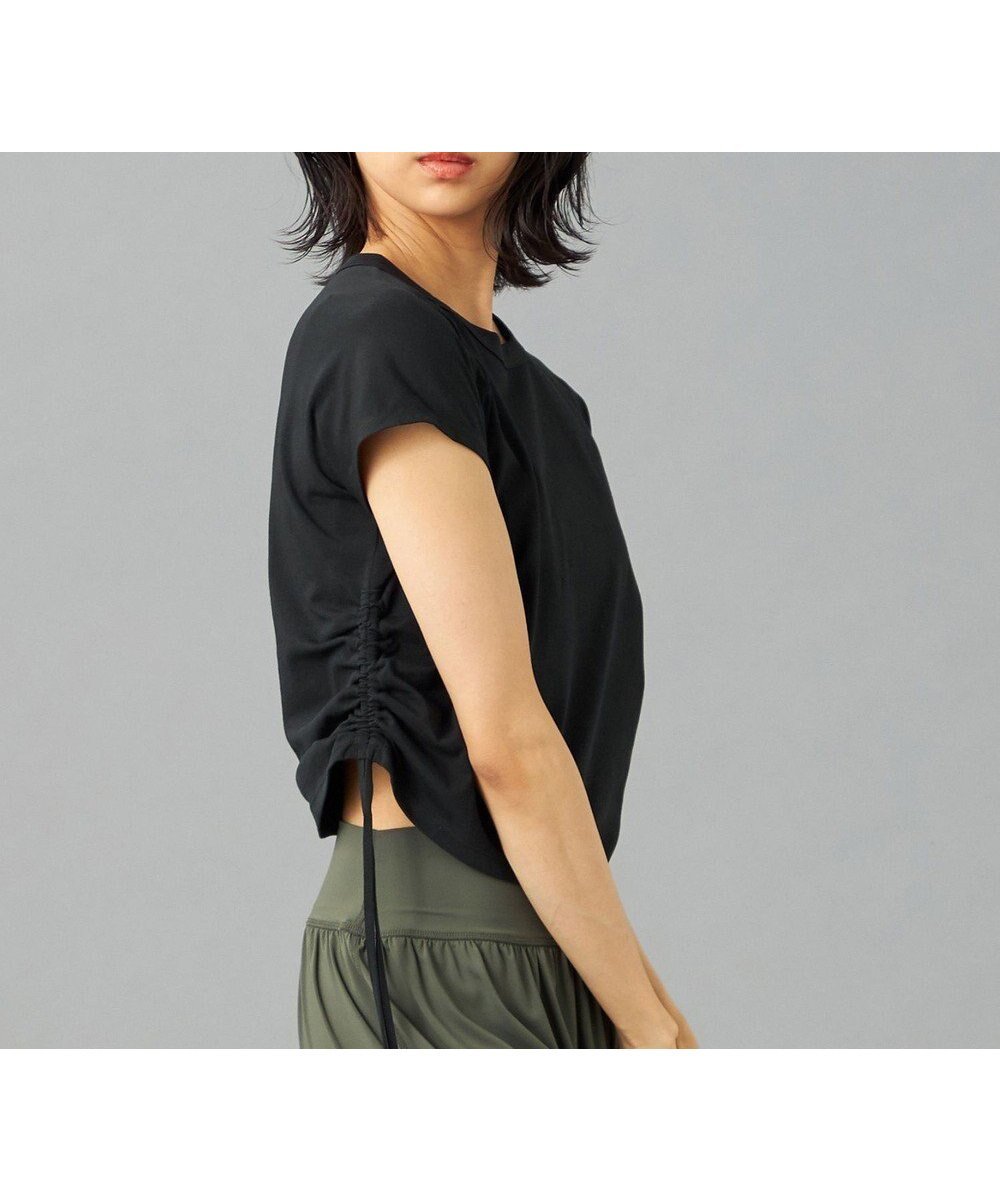 【チャコット/Chacott】のChacott BALANCE HandsomeCotton サイドギャザーTシャツ インテリア・キッズ・メンズ・レディースファッション・服の通販 founy(ファニー) ファッション Fashion レディースファッション Fashion for Women トップス・カットソー Cut & Sew Tops シャツ・ブラウス・オフィスカジュアル Elegant Blouses & Button-Ups ロングTシャツ・Tシャツ Longline T-Shirts & Tees ギャザー Gathered, Ruffled スタイリッシュ Stylish, Fashionable ストレッチ Stretch, Stretchy Fabric ドローストリング Drawstring, Pull Cord ブラック|ID: prp329100004637016 ipo3291000000033411895