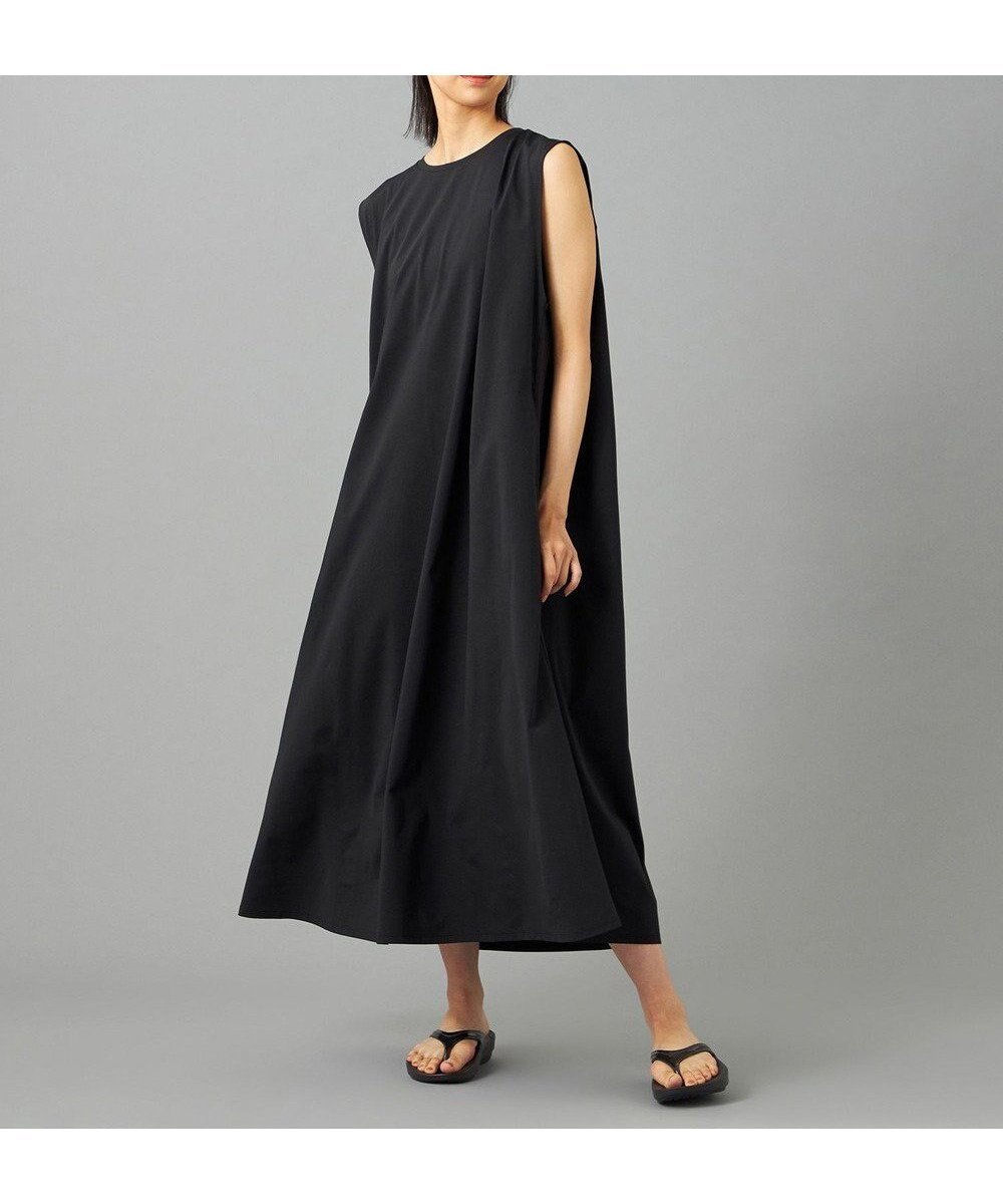 【チャコット/Chacott】のChacott BALANCE EasyCare+ タックワンピース インテリア・キッズ・メンズ・レディースファッション・服の通販 founy(ファニー) 　ファッション　Fashion　レディースファッション　Fashion for Women　ワンピース　Dresses　吸水　Absorbent, Quick-Dry　ストレッチ　Stretch, Stretchy Fabric　スポーツ　Sports, Activewear　スリーブ　Sleeve, Long Sleeve / Short Sleeve　パウダー　Powder, Soft Tone　フレア　Flare, Flared　フレンチ　French, French Style　おすすめ　Recommended / Our Picks　夏　Summer　ビジネス 仕事 通勤　Business / Work / Commuting　ブラック|ID: prp329100004637031 ipo3291000000033412023