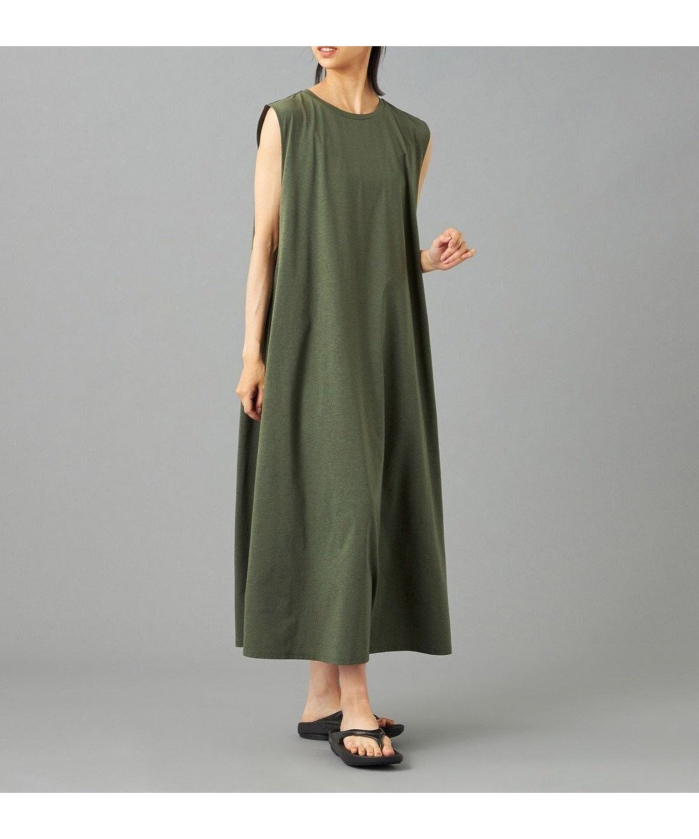 【チャコット/Chacott】のChacott BALANCE EasyCare+ タックワンピース インテリア・キッズ・メンズ・レディースファッション・服の通販 founy(ファニー) 　ファッション　Fashion　レディースファッション　Fashion for Women　ワンピース　Dresses　吸水　Absorbent, Quick-Dry　ストレッチ　Stretch, Stretchy Fabric　スポーツ　Sports, Activewear　スリーブ　Sleeve, Long Sleeve / Short Sleeve　パウダー　Powder, Soft Tone　フレア　Flare, Flared　フレンチ　French, French Style　おすすめ　Recommended / Our Picks　夏　Summer　ビジネス 仕事 通勤　Business / Work / Commuting　カーキ|ID: prp329100004637031 ipo3291000000033412025