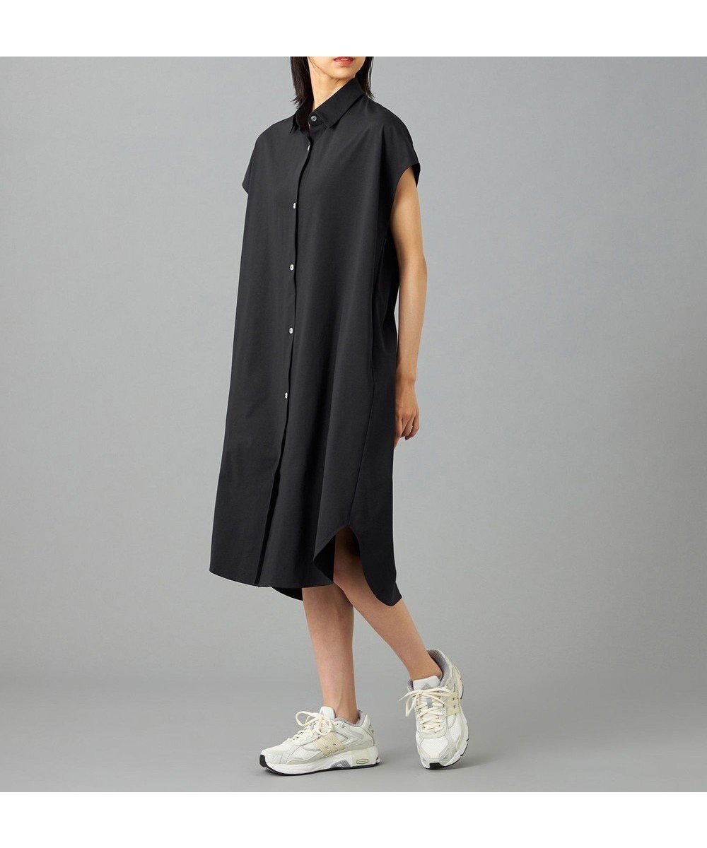 【チャコット/Chacott】のChacott BALANCE EasyCare+ シャツワンピース インテリア・キッズ・メンズ・レディースファッション・服の通販 founy(ファニー) 　ファッション　Fashion　レディースファッション　Fashion for Women　ワンピース　Dresses　シャツワンピース / 1枚で着映えコーデ　Shirt Dresses　吸水　Absorbent, Quick-Dry　ストレッチ　Stretch, Stretchy Fabric　スポーツ　Sports, Activewear　スリーブ　Sleeve, Long Sleeve / Short Sleeve　パウダー　Powder, Soft Tone　フレンチ　French, French Style　おすすめ　Recommended / Our Picks　エレガント 上品　Elegant　ビジネス 仕事 通勤　Business / Work / Commuting　ブラック|ID: prp329100004637032 ipo3291000000033412037