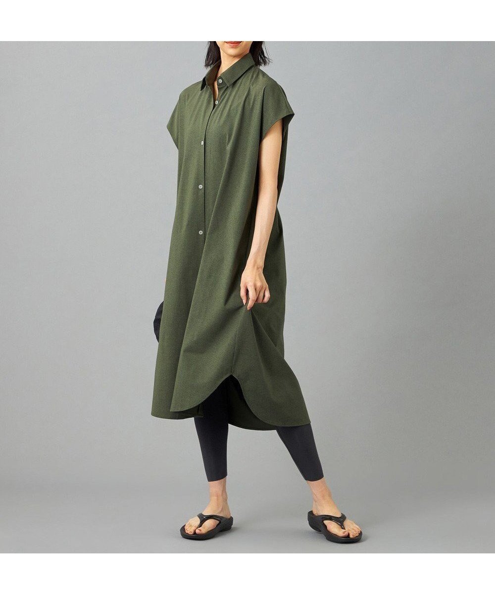 【チャコット/Chacott】のChacott BALANCE EasyCare+ シャツワンピース インテリア・キッズ・メンズ・レディースファッション・服の通販 founy(ファニー) 　ファッション　Fashion　レディースファッション　Fashion for Women　ワンピース　Dresses　シャツワンピース / 1枚で着映えコーデ　Shirt Dresses　吸水　Absorbent, Quick-Dry　ストレッチ　Stretch, Stretchy Fabric　スポーツ　Sports, Activewear　スリーブ　Sleeve, Long Sleeve / Short Sleeve　パウダー　Powder, Soft Tone　フレンチ　French, French Style　おすすめ　Recommended / Our Picks　エレガント 上品　Elegant　ビジネス 仕事 通勤　Business / Work / Commuting　カーキ|ID: prp329100004637032 ipo3291000000033412039