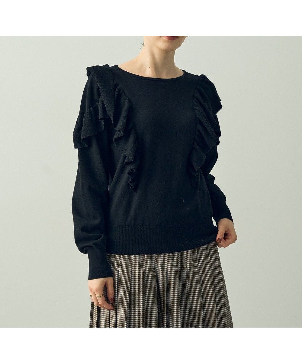 【イェッカ ヴェッカ/YECCA VECCA】のラッフルニット インテリア・キッズ・メンズ・レディースファッション・服の通販 founy(ファニー) 　ファッション　Fashion　レディースファッション　Fashion for Women　トップス・カットソー　Cut & Sew Tops　ニット　Knit Tops & Sweaters　おすすめ　Recommended / Our Picks　セーター　Sweater, Knitwear　ボトム　Bottoms, Lower Wear　ポケット　Pocket, Pocket Detail　ラッフル　Ruffle, Frill　今季　This Season, Current Season　A/W・秋冬　Autumn/Winter　Black|ID: prp329100004637315 ipo3291000000033542034