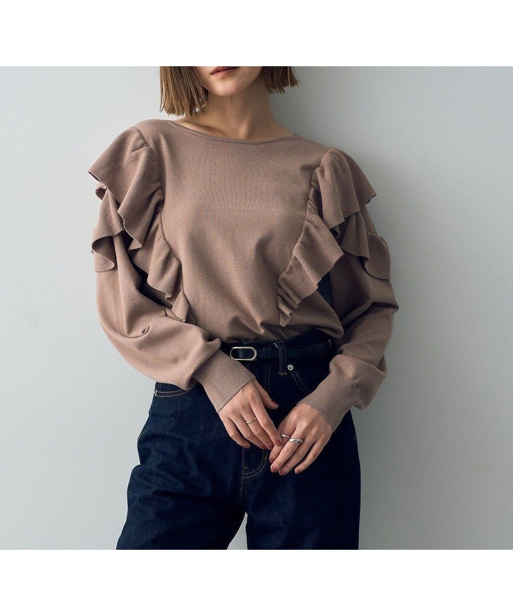 【イェッカ ヴェッカ/YECCA VECCA】のラッフルニット インテリア・キッズ・メンズ・レディースファッション・服の通販 founy(ファニー) 　ファッション　Fashion　レディースファッション　Fashion for Women　トップス・カットソー　Cut & Sew Tops　ニット　Knit Tops & Sweaters　おすすめ　Recommended / Our Picks　セーター　Sweater, Knitwear　ボトム　Bottoms, Lower Wear　ポケット　Pocket, Pocket Detail　ラッフル　Ruffle, Frill　今季　This Season, Current Season　A/W・秋冬　Autumn/Winter　Beige|ID: prp329100004637315 ipo3291000000033542035