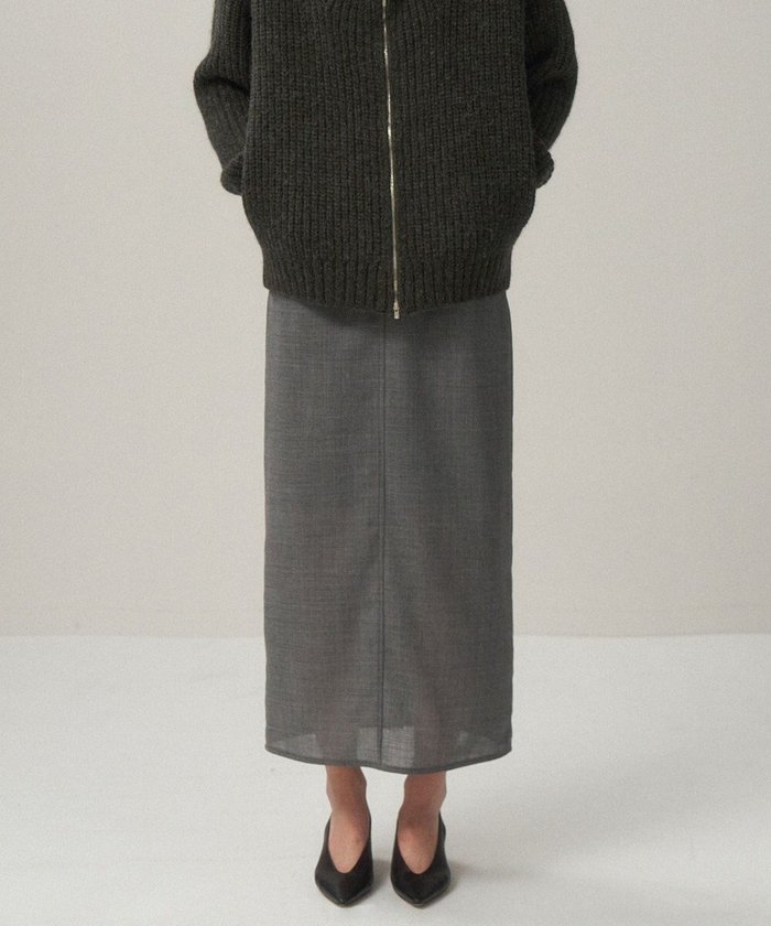 【エイトン/ATON】のTECHNO WOOL ETERMIN ペンシルスカート インテリア・キッズ・メンズ・レディースファッション・服の通販 founy(ファニー) https://founy.com/ ファッション Fashion レディースファッション Fashion for Women スカート Skirts 新作・新入荷 New Arrivals / New In アンクル Ankle-Length Design シアー Sheer, See-Through ストレート Straight, Straight Cut スリット Slit, Slit Detail ドレープ Drape, Draping Fabric ペンシル Pencil, Pencil Skirt A/W・秋冬 Autumn/Winter |ID: prp329100004637564 ipo3291000000033420066