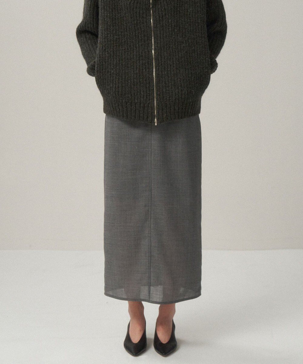【エイトン/ATON】のTECHNO WOOL ETERMIN ペンシルスカート 人気、トレンドファッション・服の通販 founy(ファニー) 　ファッション　Fashion　レディースファッション　Fashion for Women　スカート　Skirts　新作・新入荷　New Arrivals / New In　アンクル　Ankle-Length Design　シアー　Sheer, See-Through　ストレート　Straight, Straight Cut　スリット　Slit, Slit Detail　ドレープ　Drape, Draping Fabric　ペンシル　Pencil, Pencil Skirt　A/W・秋冬　Autumn/Winter　 other-1|ID: prp329100004637564 ipo3291000000033420066