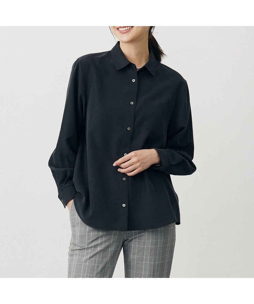 【ジェイ プレス/J.PRESS】のピーチポプリン シャツ インテリア・キッズ・メンズ・レディースファッション・服の通販 founy(ファニー) 　ファッション　Fashion　レディースファッション　Fashion for Women　トップス・カットソー　Cut & Sew Tops　シャツ・ブラウス・オフィスカジュアル　Elegant Blouses & Button-Ups　おすすめ　Recommended / Our Picks　セットアップ　Set-Up, Coordinated Outfit　ドレープ　Drape, Draping Fabric　バランス　Balance, Style Balance　ピーチ　Peach, Soft Touch　フォルム　Silhouette, Form　リラックス　Relax, Relaxed Fit　秋　Autumn　A/W・秋冬　Autumn/Winter　ブラック系|ID: prp329100004637620 ipo3291000000033420645