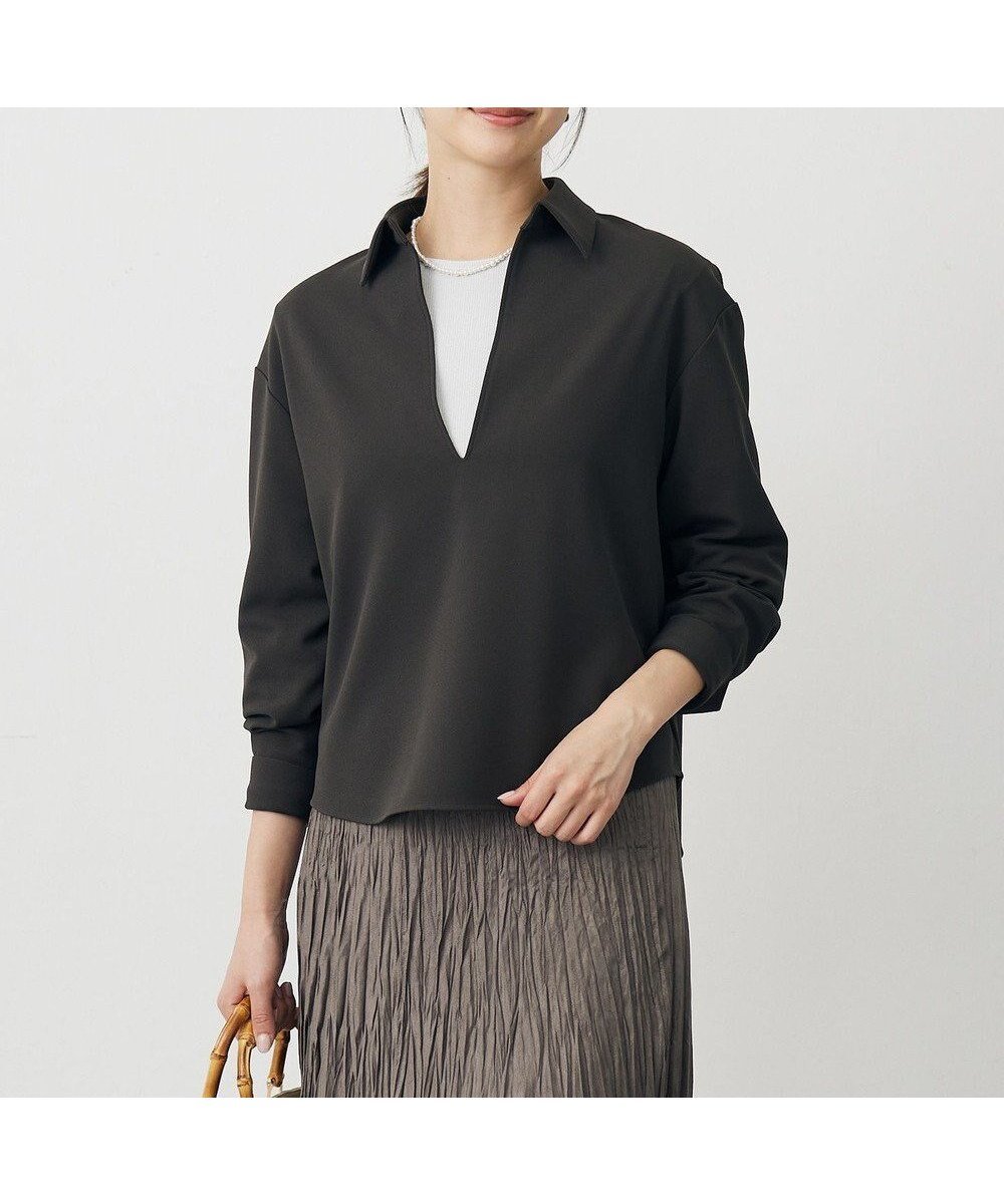 【ジェイ プレス/J.PRESS】のジョーゼットダンボール スキッパー カットソー インテリア・キッズ・メンズ・レディースファッション・服の通販 founy(ファニー) 　ファッション　Fashion　レディースファッション　Fashion for Women　トップス・カットソー　Cut & Sew Tops　シャツ・ブラウス・オフィスカジュアル　Elegant Blouses & Button-Ups　ロングTシャツ・Tシャツ　Longline T-Shirts & Tees　カットソー・ベーシックTシャツ　Cut-and-Sewn Tops / Stretch Tees & Basics　インナー　Innerwear　カットソー　Cut and Sewn Top　キャミソール　Camisole, Spaghetti Strap Top　コンパクト　Compact, Small Size　ジョーゼット　Georgette, Semi-Sheer Fabric　スキッパー　Skipper, Open Collar　タートルネック　Turtleneck, High Neck　ノースリーブ　Sleeveless, No-Sleeve　フランス　France, French　エレガント 上品　Elegant　A/W・秋冬　Autumn/Winter　スレート系|ID: prp329100004637641 ipo3291000000033420822