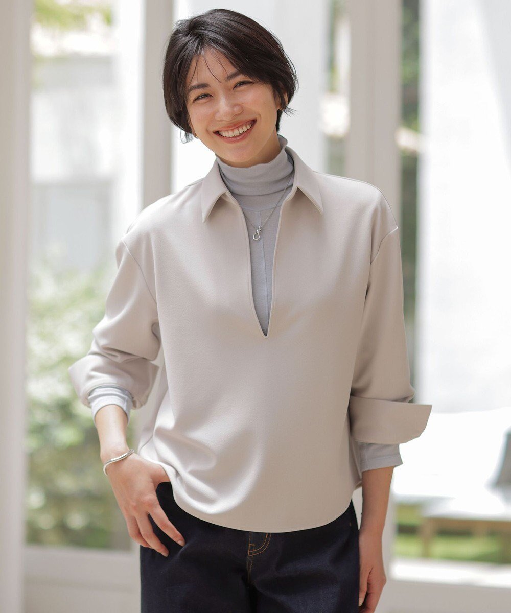 【ジェイ プレス/J.PRESS】のジョーゼットダンボール スキッパー カットソー 人気、トレンドファッション・服の通販 founy(ファニー) 　ファッション　Fashion　レディースファッション　Fashion for Women　トップス・カットソー　Cut & Sew Tops　シャツ・ブラウス・オフィスカジュアル　Elegant Blouses & Button-Ups　ロングTシャツ・Tシャツ　Longline T-Shirts & Tees　カットソー・ベーシックTシャツ　Cut-and-Sewn Tops / Stretch Tees & Basics　インナー　Innerwear　カットソー　Cut and Sewn Top　キャミソール　Camisole, Spaghetti Strap Top　コンパクト　Compact, Small Size　ジョーゼット　Georgette, Semi-Sheer Fabric　スキッパー　Skipper, Open Collar　タートルネック　Turtleneck, High Neck　ノースリーブ　Sleeveless, No-Sleeve　フランス　France, French　エレガント 上品　Elegant　A/W・秋冬　Autumn/Winter　 other-1|ID: prp329100004637641 ipo3291000000033819828