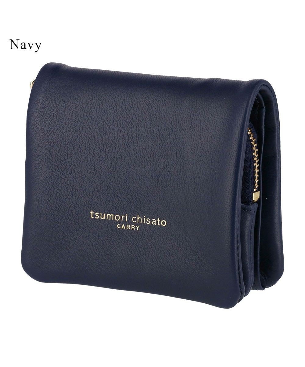 【ツモリチサト キャリー/tsumori chisato CARRY】のソフトラム 2つ折り財布 ミニ財布 インテリア・キッズ・メンズ・レディースファッション・服の通販 founy(ファニー) 　ファッション　Fashion　レディースファッション　Fashion for Women　ミニ財布・二つ折り財布　Wallets & Card Cases　シンプル　Simple, Minimal　ネコ　Cat, Feline Motif　ポケット　Pocket, Pocket Detail　財布　Wallet, Purse　ネイビー|ID: prp329100004638364 ipo3291000000033710963