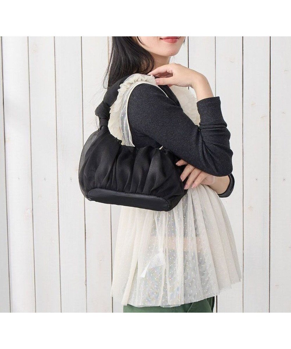 【ルートート/ROOTOTE】の3640【メタリックレース】SC.ベビールー.チュールワンハンドル-A インテリア・キッズ・メンズ・レディースファッション・服の通販 founy(ファニー) 　ファッション　Fashion　レディースファッション　Fashion for Women　バッグ　Bags　アクセサリー　Fashion Accessories　カメラ　Camera Accessories　シンプル　Simple, Minimal　財布　Wallet, Purse　チュール　Tulip, Tulip Motif　デニム　Denim, Jeans Material　ハンカチ　Handkerchief, Hanky　フォルム　Silhouette, Form　プリント　Print, Printed Pattern　ベビー　Baby, Babywear　ポケット　Pocket, Pocket Detail　メタリック　Metallic, Shiny Finish　ランダム　Random, Irregular　リップ　Lip, Lip Motif　リボン　Ribbon, Bow　新作・新入荷　New Arrivals / New In　結婚式　Wedding　03:ブラック|ID: prp329100004638494 ipo3291000000033431657