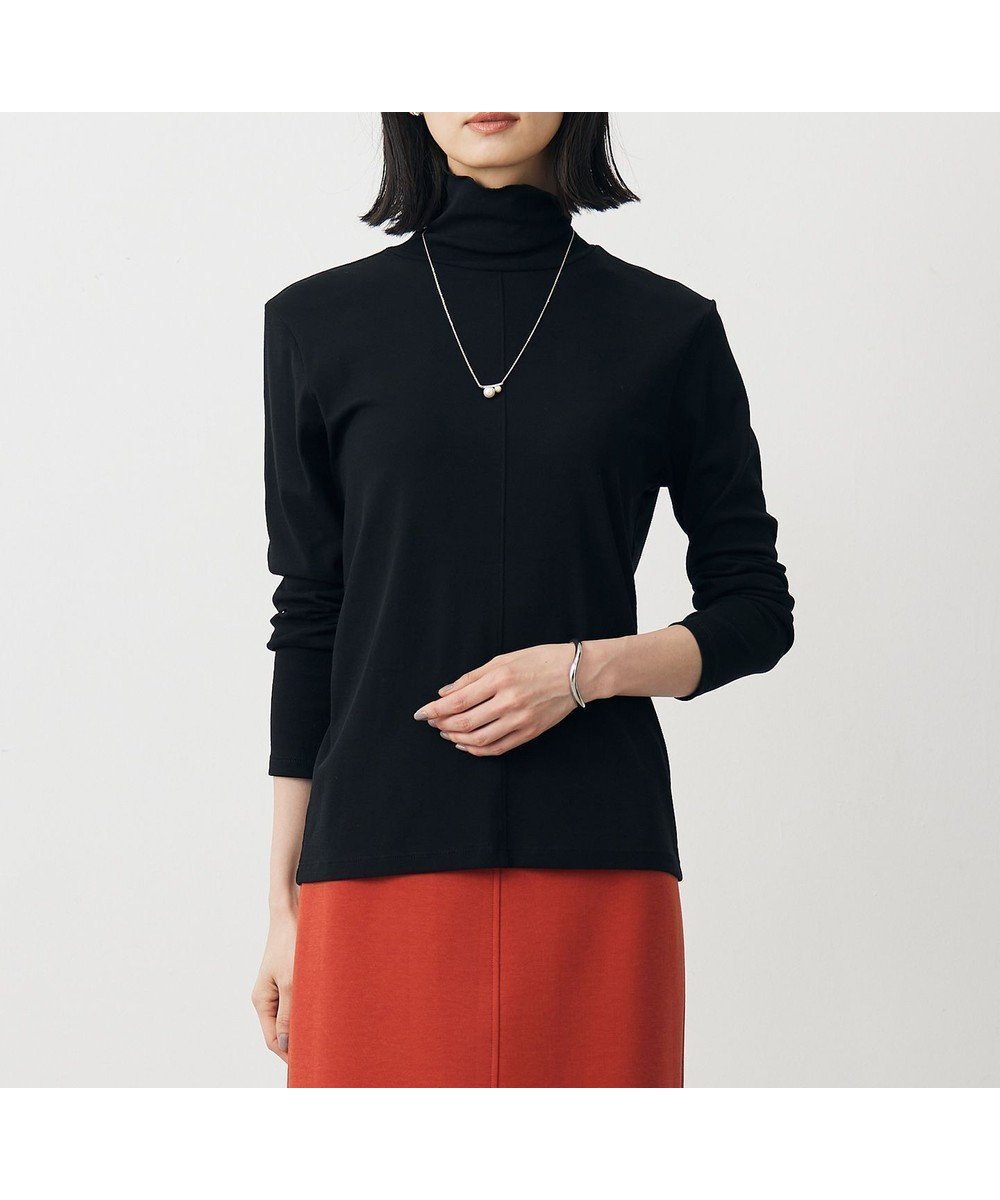 【ジェイ プレス/J.PRESS】の【洗える】タートルジャージー カットソー インテリア・キッズ・メンズ・レディースファッション・服の通販 founy(ファニー) 　ファッション　Fashion　レディースファッション　Fashion for Women　トップス・カットソー　Cut & Sew Tops　シャツ・ブラウス・オフィスカジュアル　Elegant Blouses & Button-Ups　ロングTシャツ・Tシャツ　Longline T-Shirts & Tees　カットソー・ベーシックTシャツ　Cut-and-Sewn Tops / Stretch Tees & Basics　洗える　Machine Washable　カットソー　Cut and Sewn Top　タートル　Turtleneck, Turtle Collar　バランス　Balance, Style Balance　ベーシック　Basic, Essential　A/W・秋冬　Autumn/Winter　S/S・春夏　SS, Spring/Summer, Warm Season　夏　Summer　エレガント 上品　Elegant　ブラック系|ID: prp329100004638564 ipo3291000000033432382