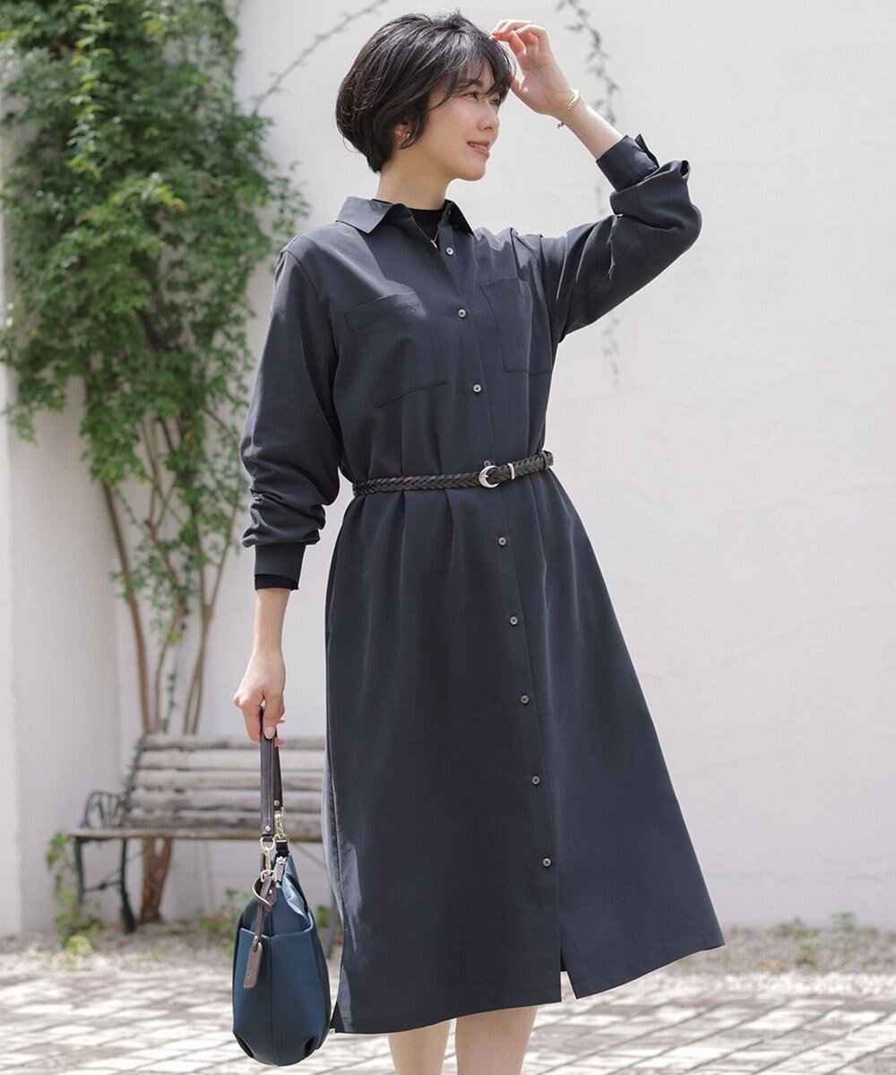 【ジェイ プレス/J.PRESS】のピーチポプリン ワンピース インテリア・キッズ・メンズ・レディースファッション・服の通販 founy(ファニー) 　ファッション　Fashion　レディースファッション　Fashion for Women　ワンピース　Dresses　おすすめ　Recommended / Our Picks　スリット　Slit, Slit Detail　タートル　Turtleneck, Turtle Collar　ドレープ　Drape, Draping Fabric　ピーチ　Peach, Soft Touch　ベーシック　Basic, Essential　秋　Autumn　A/W・秋冬　Autumn/Winter　羽織　Haori, Light Jacket　ブラック系|ID: prp329100004638580 ipo3291000000033819868