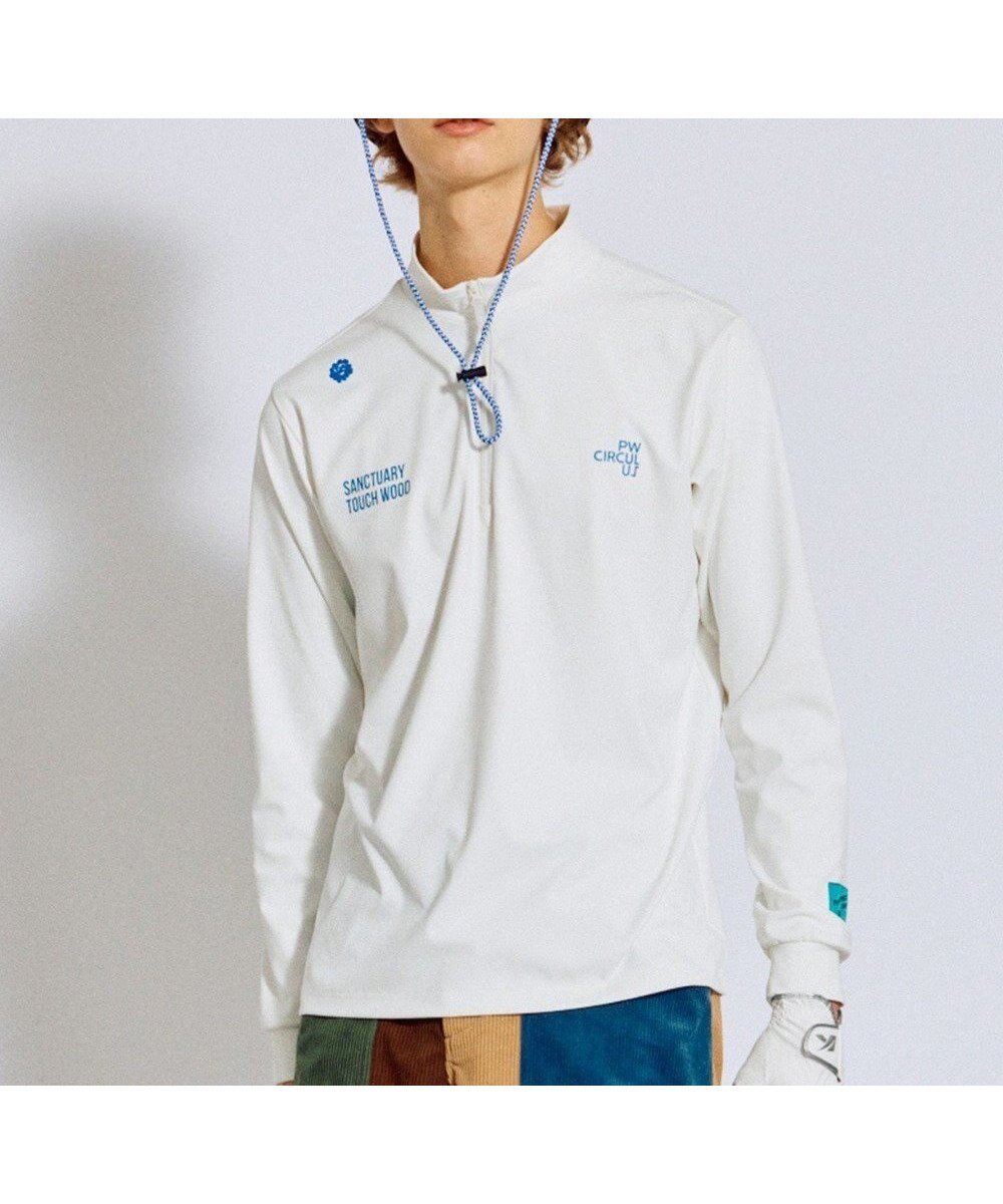 【ピーダブリュサーキュラス/PW CIRCULUS / MEN】の【吸水速乾 / UV遮蔽率99.5% UVカット / ストレッチ】【MEN】ハーフジップロングスリーブモックT ゴルフ インテリア・キッズ・メンズ・レディースファッション・服の通販 founy(ファニー) 　ファッション　Fashion　メンズファッション　Fashion for Men　トップス・カットソー　Cut & Sew Tops　メンズシャツ　Shirts　インナー　Innerwear　春　Spring　秋　Autumn　カットソー　Cut and Sewn Top　吸水　Absorbent, Quick-Dry　ストレッチ　Stretch, Stretchy Fabric　スポーティ　Sporty, Casual Athletic　ターコイズ　Turquoise, Blue-Green　人気　Popular, Best Seller　フィット　Fit, Slim Fit　モックネック　Mock Neck, Short Turtleneck　A/W・秋冬　Autumn/Winter　夏　Summer　ゴルフ　Golf　2025年　2025　2025-2026秋冬・A/W　Autumn/Winter 2025–26 AW25–26　ホワイト系|ID: prp329100004639261 ipo3291000000033440167