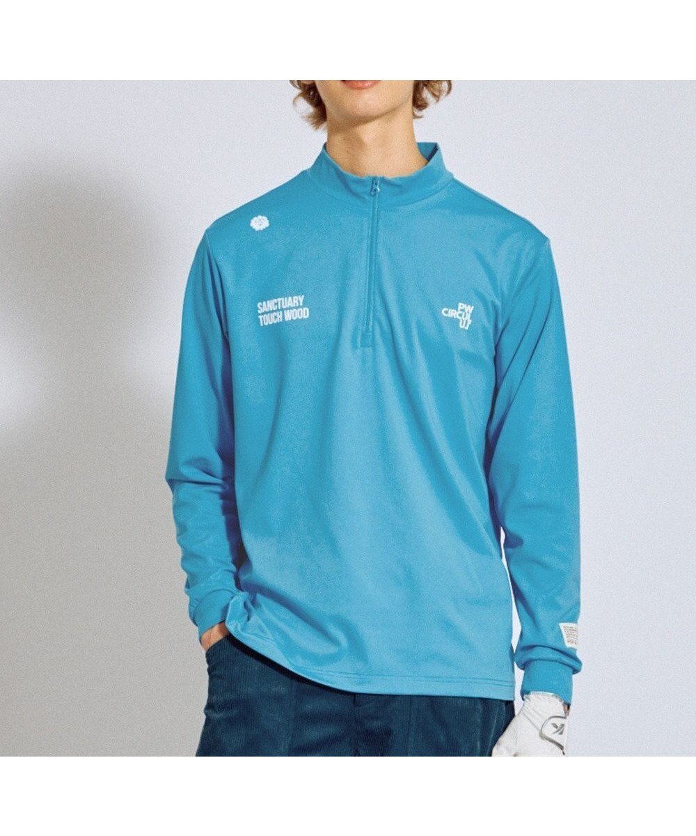 【ピーダブリュサーキュラス/PW CIRCULUS / MEN】の【吸水速乾 / UV遮蔽率99.5% UVカット / ストレッチ】【MEN】ハーフジップロングスリーブモックT ゴルフ インテリア・キッズ・メンズ・レディースファッション・服の通販 founy(ファニー) 　ファッション　Fashion　メンズファッション　Fashion for Men　トップス・カットソー　Cut & Sew Tops　メンズシャツ　Shirts　インナー　Innerwear　春　Spring　秋　Autumn　カットソー　Cut and Sewn Top　吸水　Absorbent, Quick-Dry　ストレッチ　Stretch, Stretchy Fabric　スポーティ　Sporty, Casual Athletic　ターコイズ　Turquoise, Blue-Green　人気　Popular, Best Seller　フィット　Fit, Slim Fit　モックネック　Mock Neck, Short Turtleneck　A/W・秋冬　Autumn/Winter　夏　Summer　ゴルフ　Golf　2025年　2025　2025-2026秋冬・A/W　Autumn/Winter 2025–26 AW25–26　スカイブルー系|ID: prp329100004639261 ipo3291000000033440168