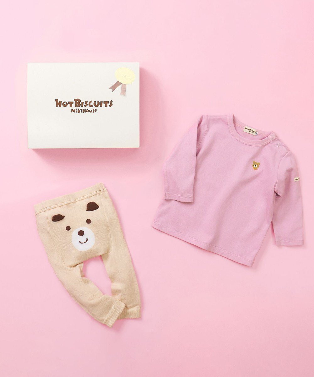 【ミキハウスホットビスケッツ/MIKI HOUSE HOT BISCUITS / KIDS】の長袖Tシャツ&スパッツギフトセット【BOX付き】 インテリア・キッズ・メンズ・レディースファッション・服の通販 founy(ファニー) 　ファッション　Fashion　キッズファッション　Fashion for Kids　おすすめ　Recommended / Our Picks　カラフル　Colorful Design　ギフト プレゼント　Gift / Present　シンプル　Simple, Minimal　セパレート　Separate, Two-Piece　ベビー　Baby, Babywear　ワンポイント　One Point, Statement Accent　人気　Popular, Best Seller　長袖　Long Sleeve, Full Sleeve　グレープ|ID: prp329100004640951 ipo3291000000033463090