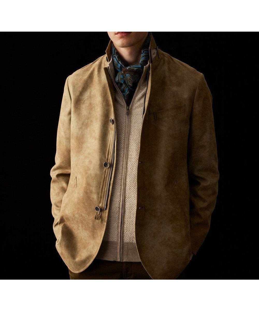 【ジョセフ アブード/JOSEPH ABBOUD / MEN】の【軽量/スウェードタッチ/撥水】ライトスウェード ジャケット インテリア・キッズ・メンズ・レディースファッション・服の通販 founy(ファニー) 　ファッション　Fashion　メンズファッション　Fashion for Men　アウター　Men's Coats Outerwear　ブルゾンジャケット / カジュアルアウター　Bomber Jackets & Blousons　ウォーター　Water　クラシック　Classic, Timeless Style　軽量　Lightweight, Ultra Light　ジャケット　Jacket, Outerwear　定番　Standard, Basic Item　ブルゾン　Blouson, Bomber Jacket　プリント　Print, Printed Pattern　プリーツ　Pleats, Pleated　ベロア　Velour, Soft Velvet　ポケット　Pocket, Pocket Detail　リアル　Real, Realistic　A/W・秋冬　Autumn/Winter　再入荷　Restock / Back in Stock　ベージュ系|ID: prp329100004640961 ipo3291000000033463162