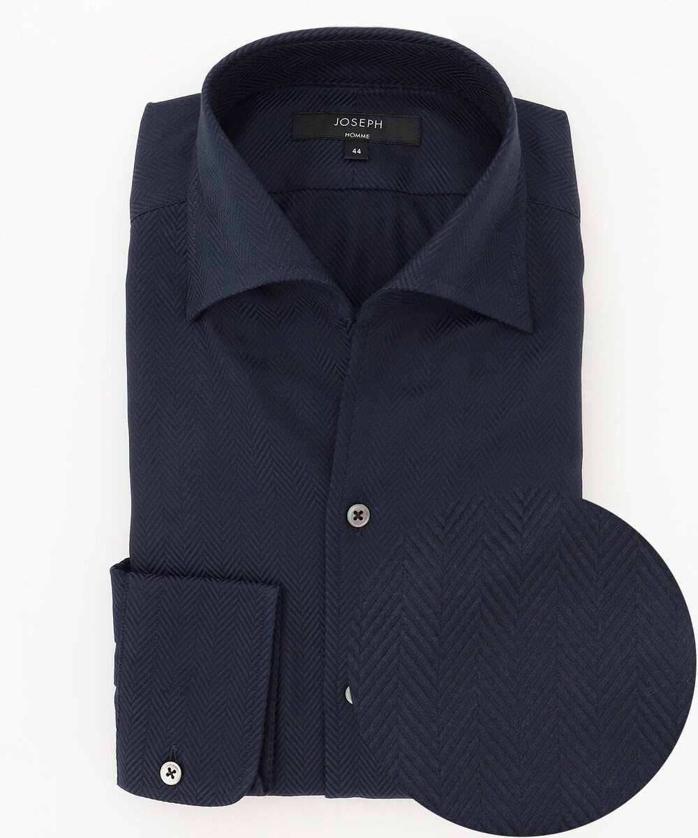 【ジョゼフ オム/JOSEPH HOMME / MEN】の【洗える/光沢感】ツイルへリンボンクレイジー ドレスシャツ インテリア・キッズ・メンズ・レディースファッション・服の通販 founy(ファニー) 　ファッション　Fashion　メンズファッション　Fashion for Men　トップス・カットソー　Cut & Sew Tops　メンズシャツ　Shirts　新作・新入荷　New Arrivals / New In　おすすめ　Recommended / Our Picks　インド　Indian Textile　エレガント 上品　Elegant　ツイル　Twist, Twisted Detail　ドレス　Dress, One-Piece　ブロッキング　Color Blocking, Panel Design　夏　Summer　S/S・春夏　SS, Spring/Summer, Warm Season　洗える　Machine Washable　A/W・秋冬　Autumn/Winter　ネイビー系|ID: prp329100004640963 ipo3291000000033463228